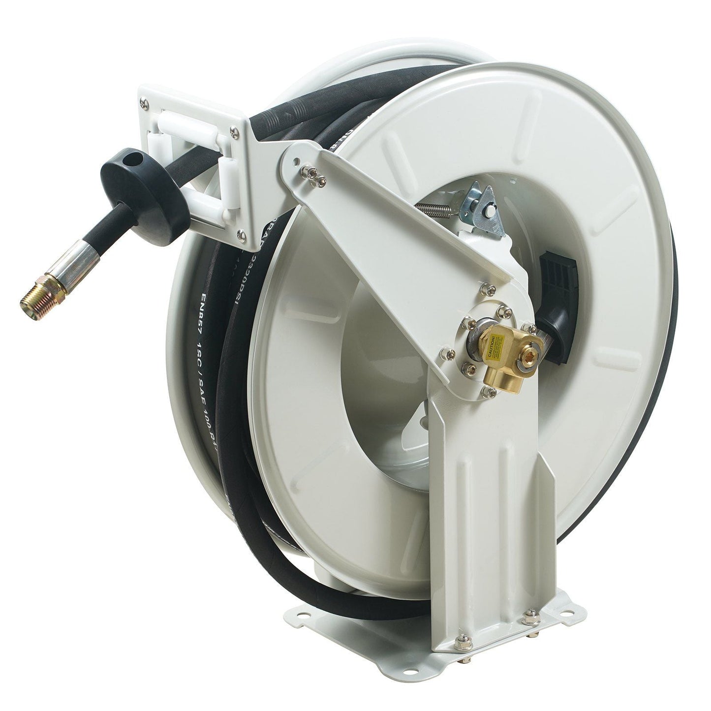 Fuel Hose Reel, 1/2" x 50', Extra Long Retractable Machine Oil Hose Reel, Spring Driven Auto Swivel Rewind, Heavy-Duty Carbon Steel Construction with Hose for Auto Repair, Industries, 2300 PSI