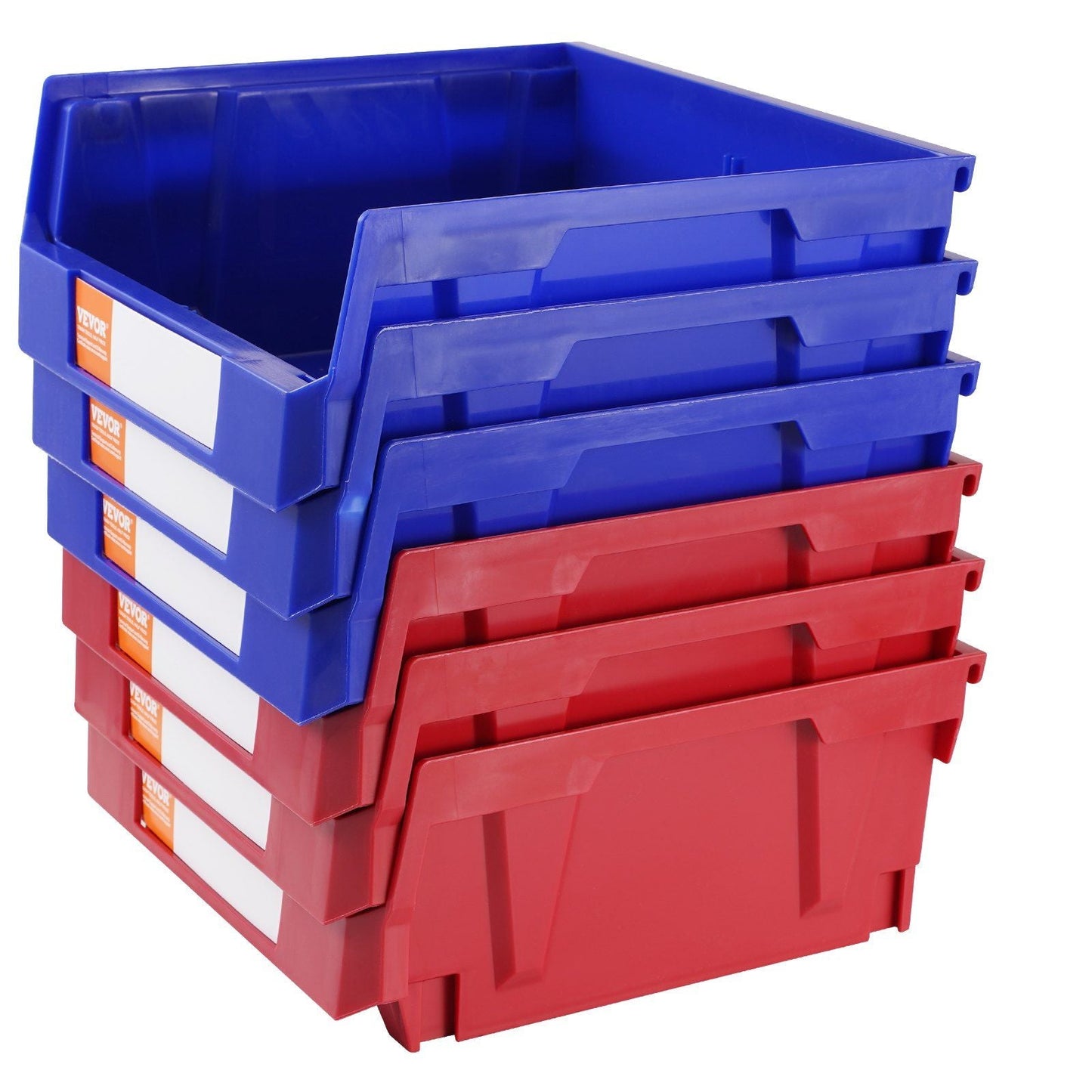 Plastic Storage Bin, (11-Inch x 11-Inch x 5-Inch), Hanging Stackable Storage Organizer Bin, Blue/Red, 6-Pack, Heavy Duty Stacking Containers for Closet, Kitchen, Office, or Pantry Organization