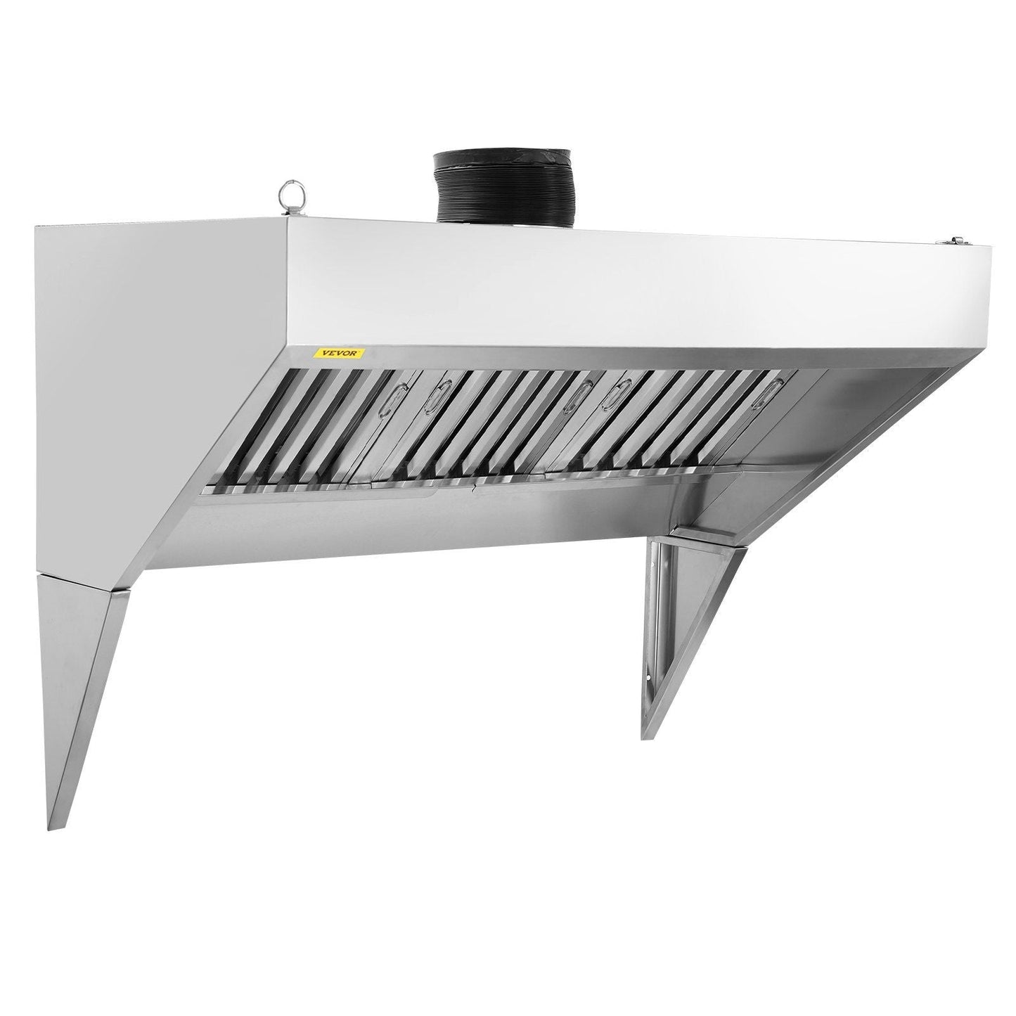 Commercial Exhaust Hood, 6FT Food Truck Hood Exhaust, 201 Stainless Steel Concession Trailer Hood with 3 Detachable U-shaped Grid Oil Filter Mesh, Rust Resistant Vent Hood for Kitchen Restaurant