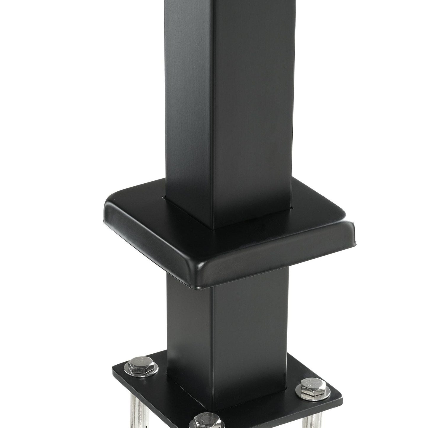 Cable Railing Post, 36" x 2" x 2" Steel Level Deck Railing Post Without Holes, SUS304 Stainless Steel Cable Rail Post, Stair Handrail Post with Horizontal and Curved Bracket, 1-Pack, Black