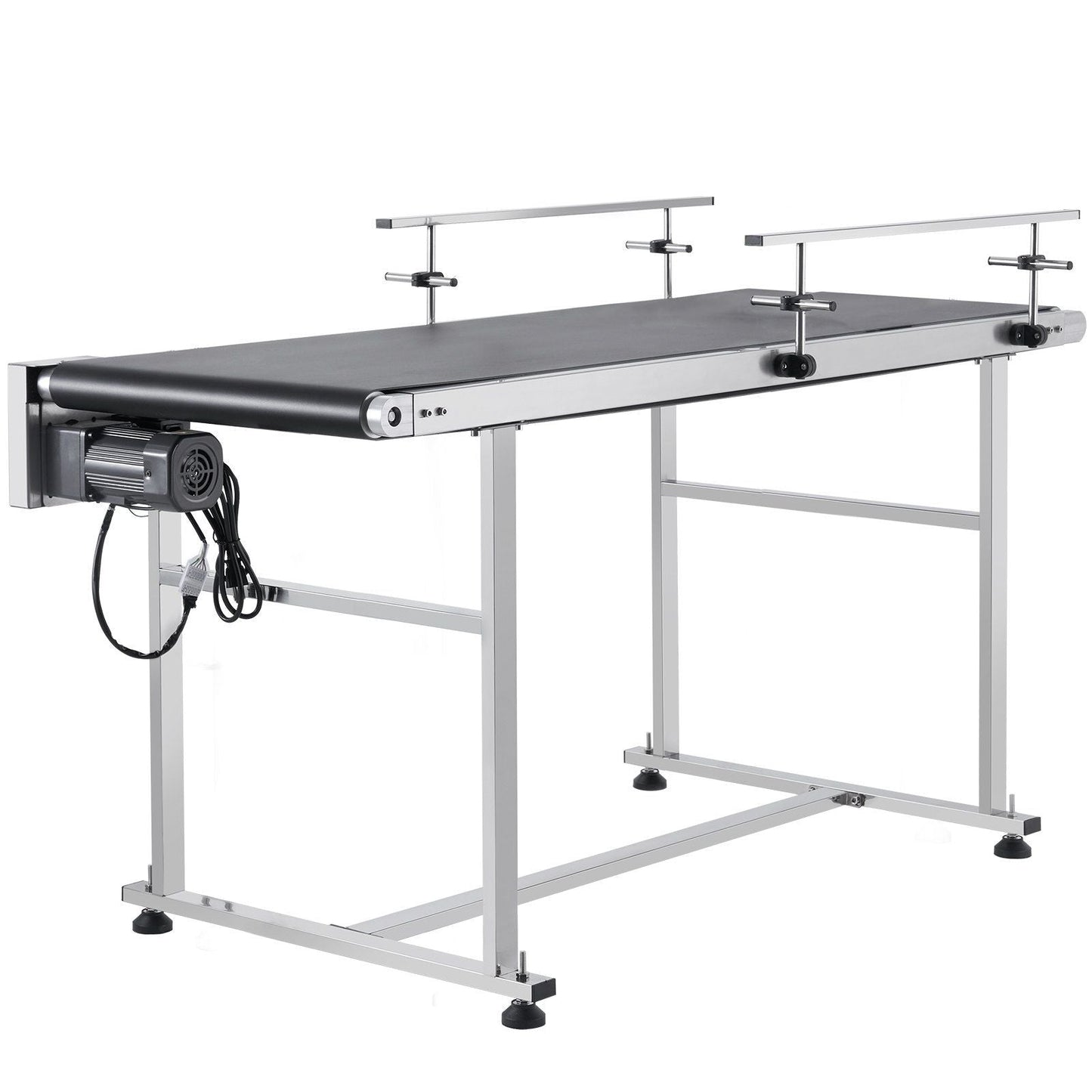 Belt Conveyor, 59 x 23.6 inch Conveyor Table, Heavy Duty Stainless Steel Motorized Belt Conveyor for Inkjet Coding Applications Powered PVC Belt Anti-Static Adjustable Speed (Double Guardrail)