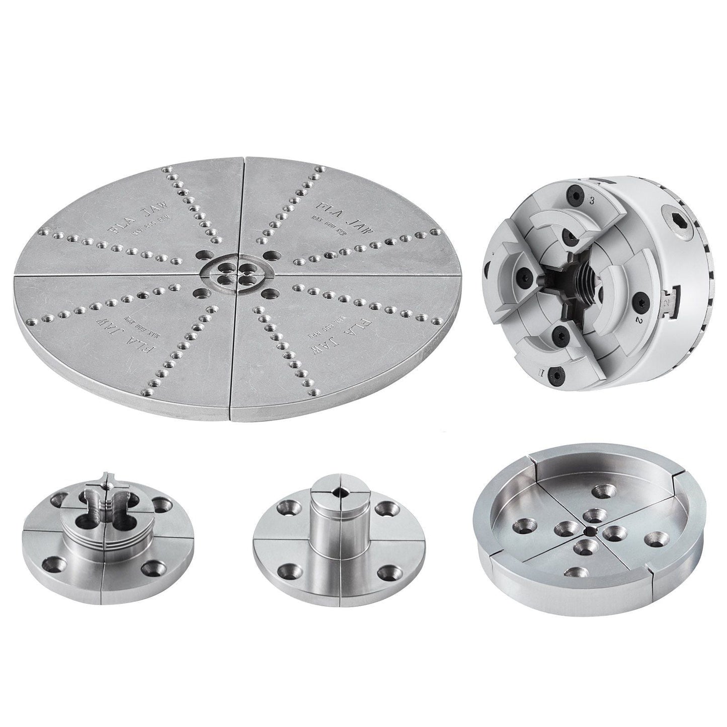 KP965 Lathe Chuck, 4-Jaw 3.75" Diameter, Metal Lathe Chuck Turning Machine Accessories with 5 Sets of Jaws, Self-centering Tool, for Precision Machining, Grinding Machines, Milling Machines