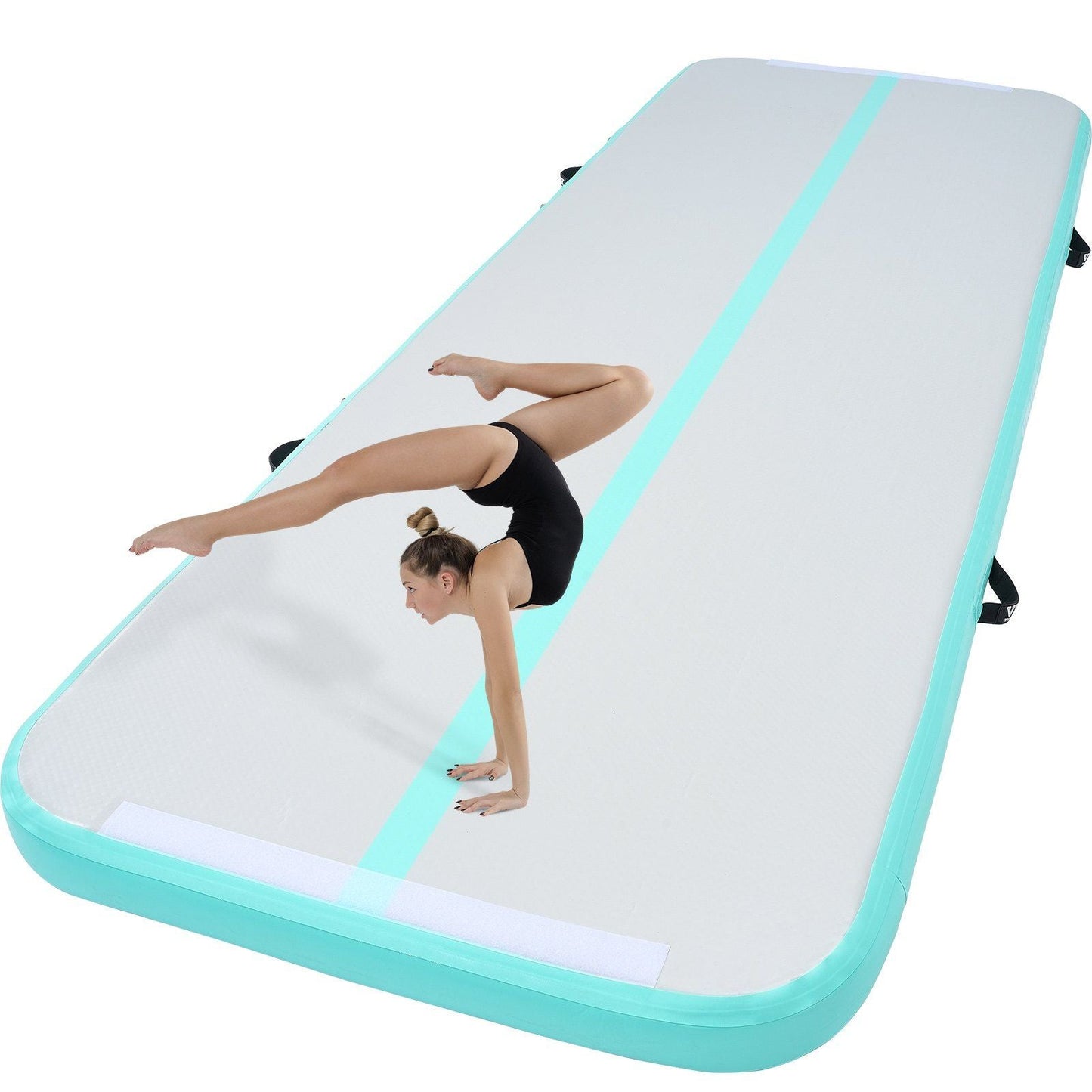 Gymnastics Air Mat, 4 inch Thickness Inflatable Gymnastics Tumbling Mat, Tumble Track with Electric Pump, Training Mats for Home Use/Gym/Yoga/Cheerleading/Beach/Park/Water, 10 ft, Mint Green