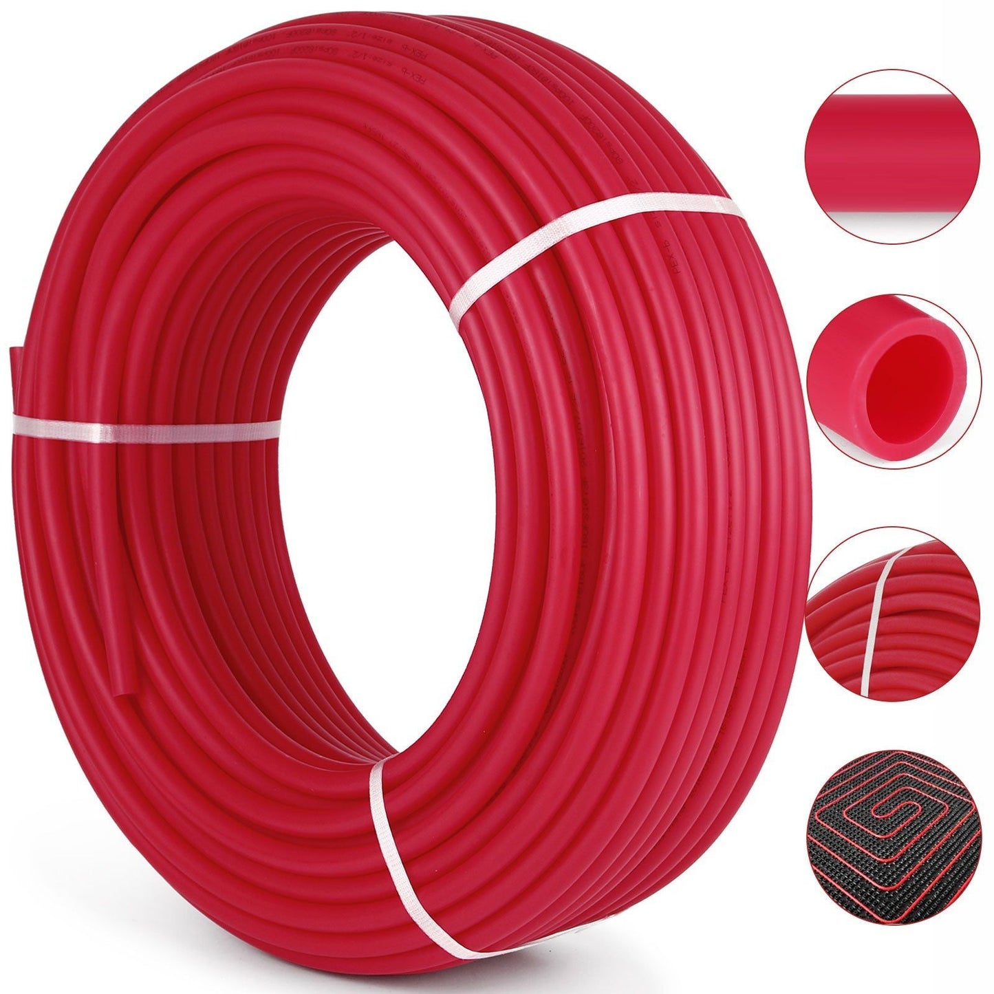 Oxygen Barrier PEX Tubing - 1/2 Inch X 900 Feet Tube Coil - EVOH PEX-B Pipe for Residential Commercial Radiant Floor Heating Pex Pipe (1/2" O2-Barrier, 900Ft/Red)