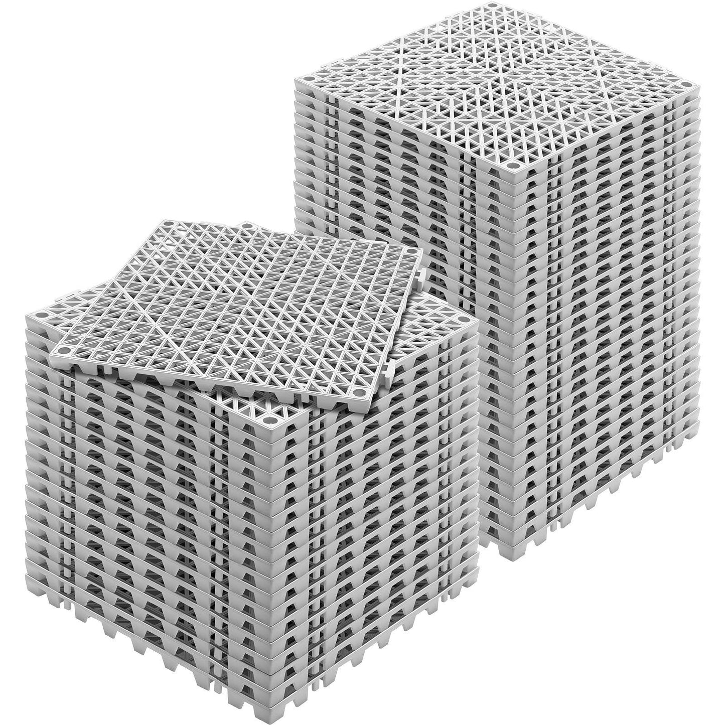 Interlocking Tile 50PCS Gray, Drainage Tiles 12" x 12" Splicing, PVC Interlocking Drainage Floor Tiles, Non-Slip Drainage Holes for Restroom, Bathroom, Kitchen, Pool, Wet Areas