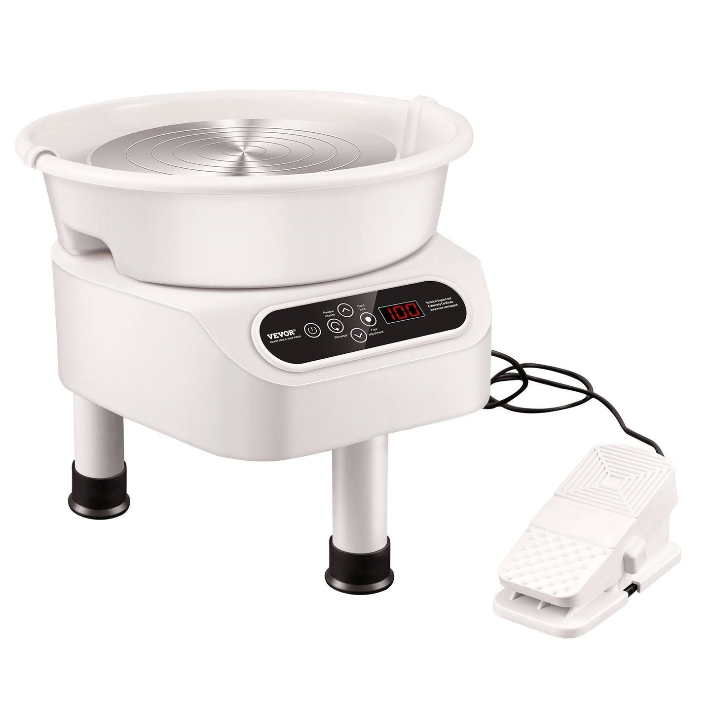 Pottery Wheel, 10 inch Pottery Forming Machine, Direct Drive Ceramic Wheel with 3 Support Legs for DIY Art Craft, 350W Electric Wheel for Pottery with Foot Pedal and LCD Touch Screen, White