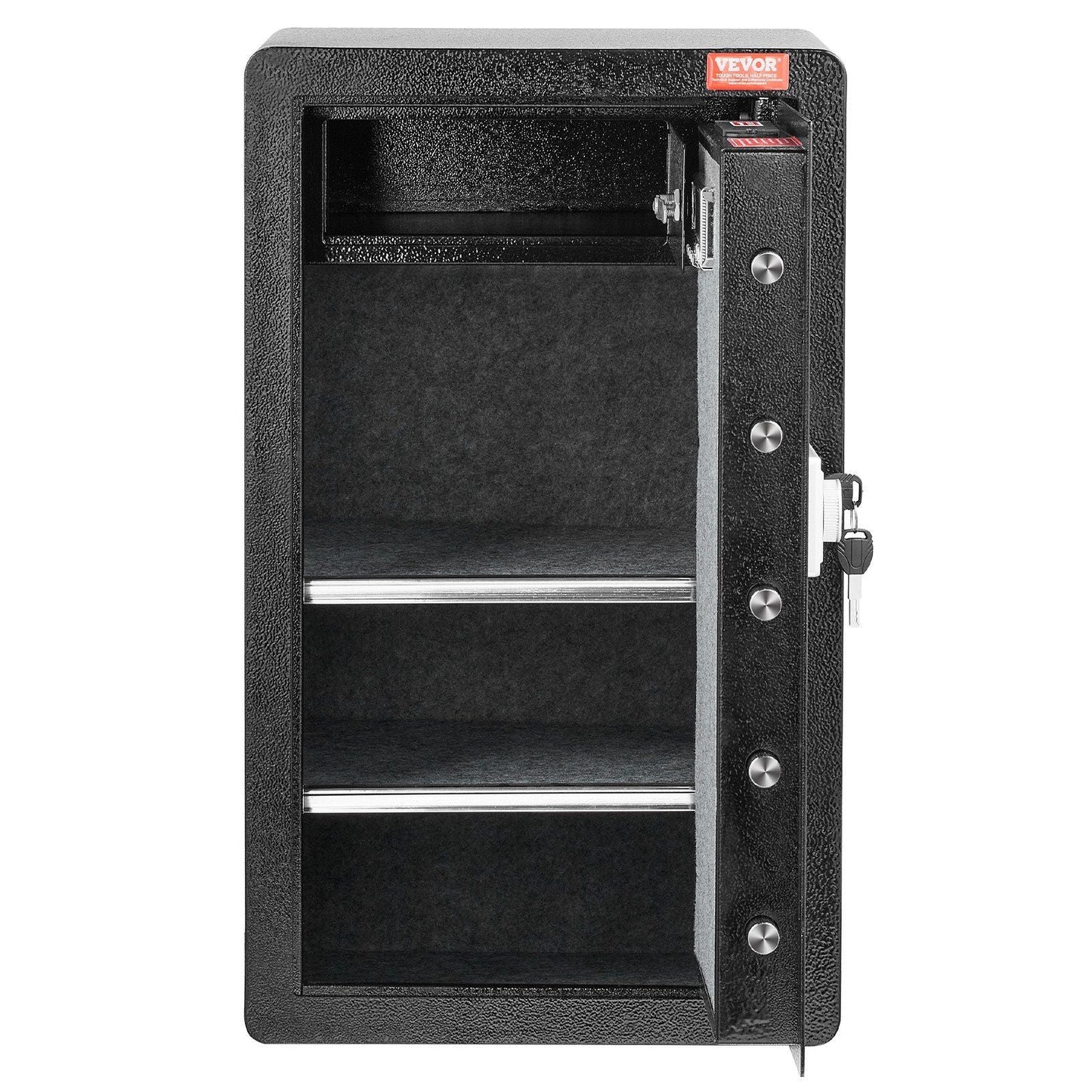 Single Door 4.0 cu.ft Safe Box with Key Lock & Password Cabinet Black, organize cash, passports, jewelry, gold, watches and documents