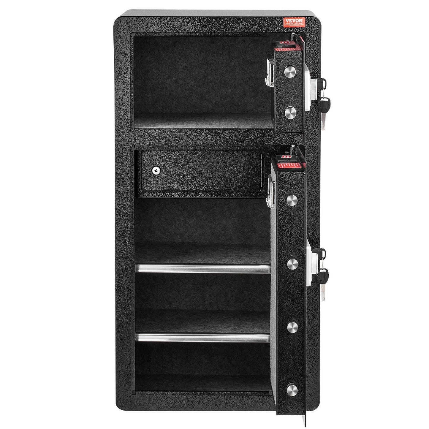 Double Door 5.5 cu.ft Safe Box with Key Lock Password Cabinet Black,organize cash, passports, jewelry, gold, watches and documents