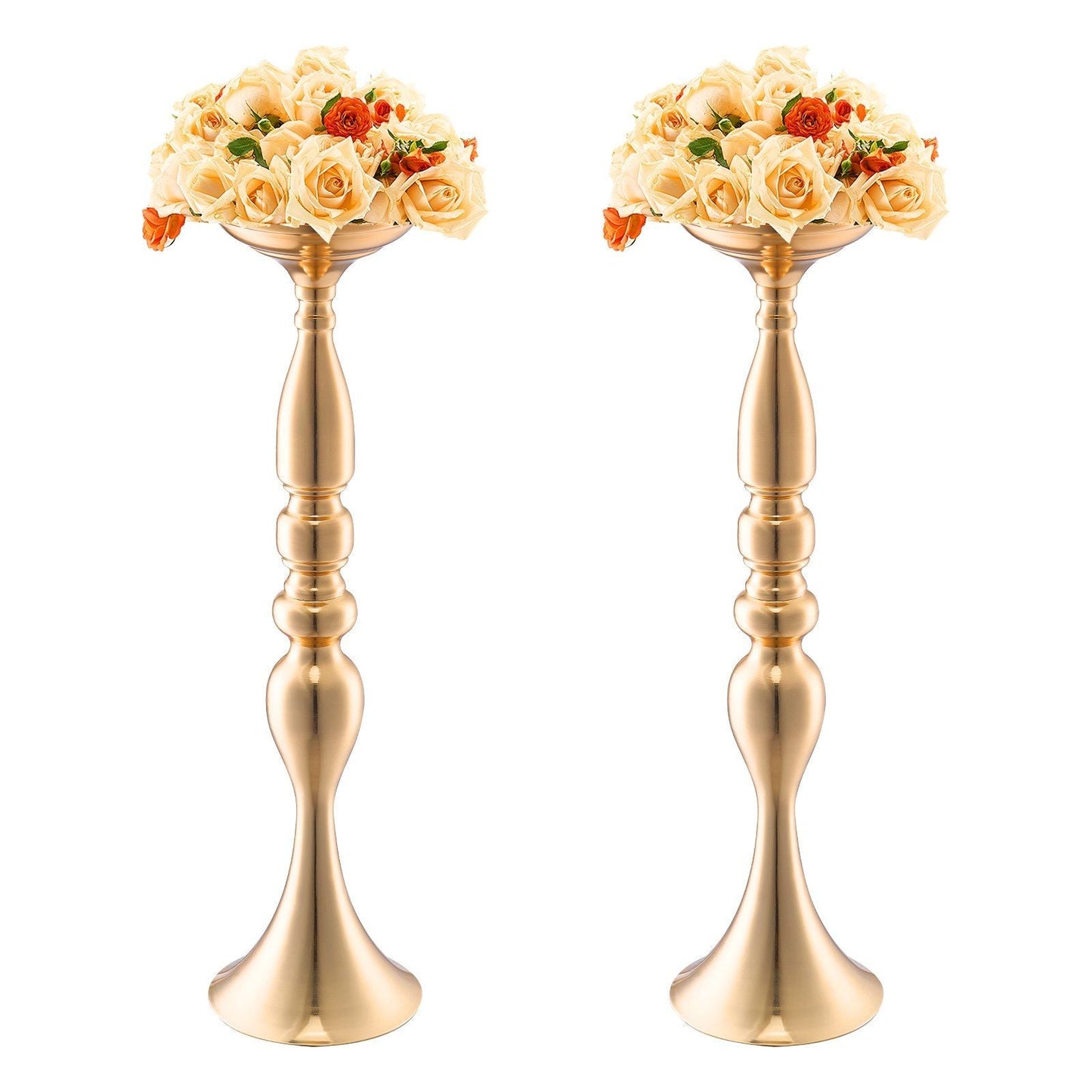 24PCS 50cm/19.7' Wedding Flower Vase Metal Gold Floral Stand for Table