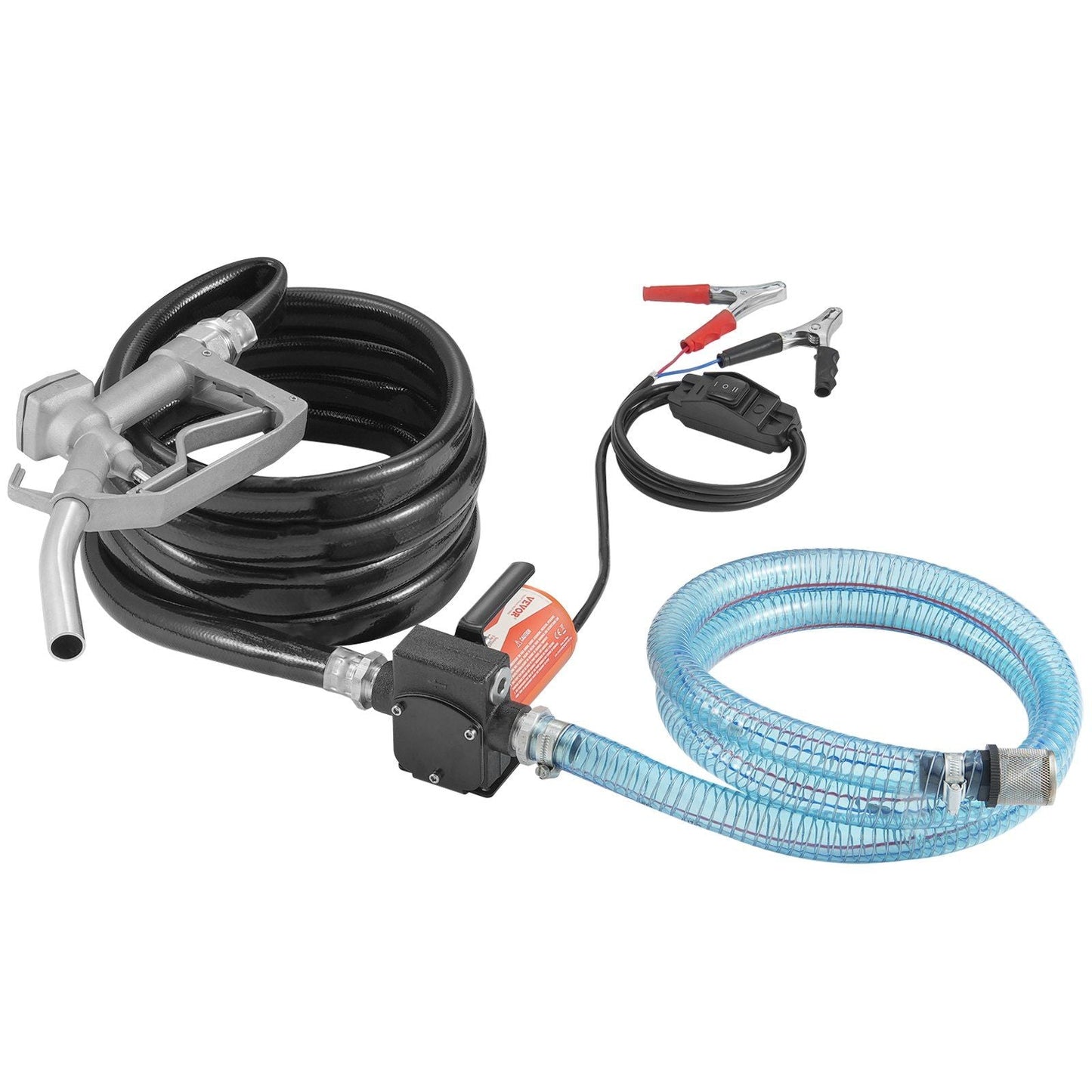 Fuel Transfer Pump 12V 5.3 GPM 1/10 HP Diesel Pump with Auto Fuel Nozzle