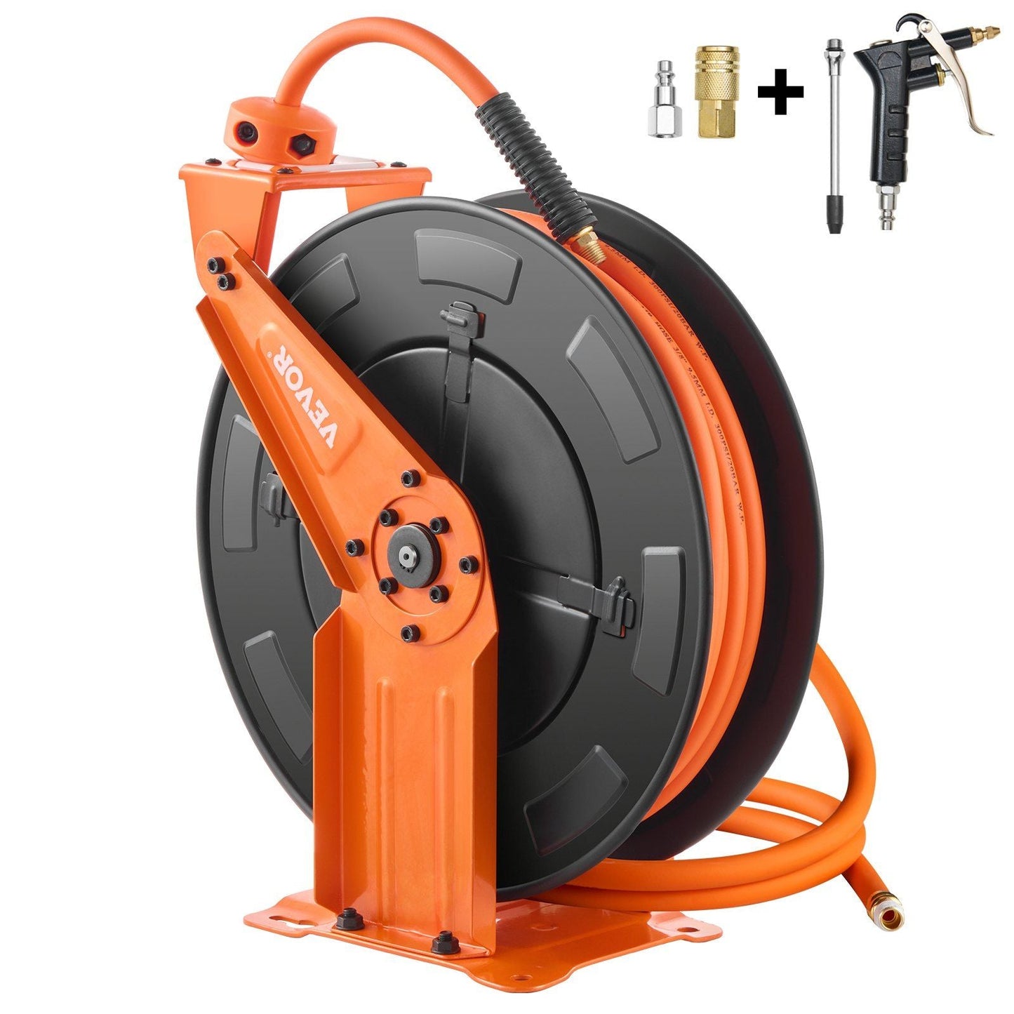 Retractable Air Hose Reel 3/8IN x 65FT Hybrid Air Hose with Double Arms