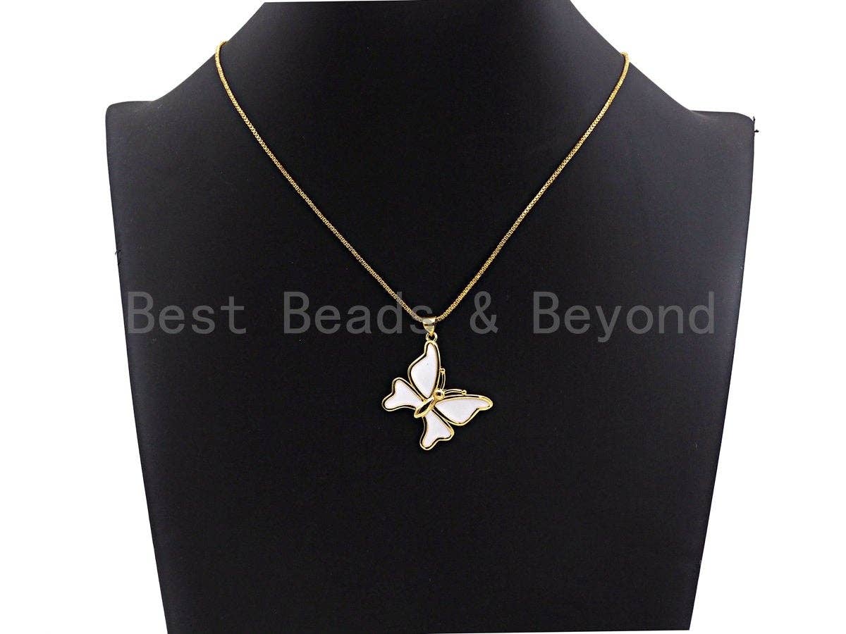 Enamel Bufferfly Pendants Charms, Metal Gold Enamel Butterfly Pendant, Black White Enamel Bufferly, 25x28mm,sku#Z405
