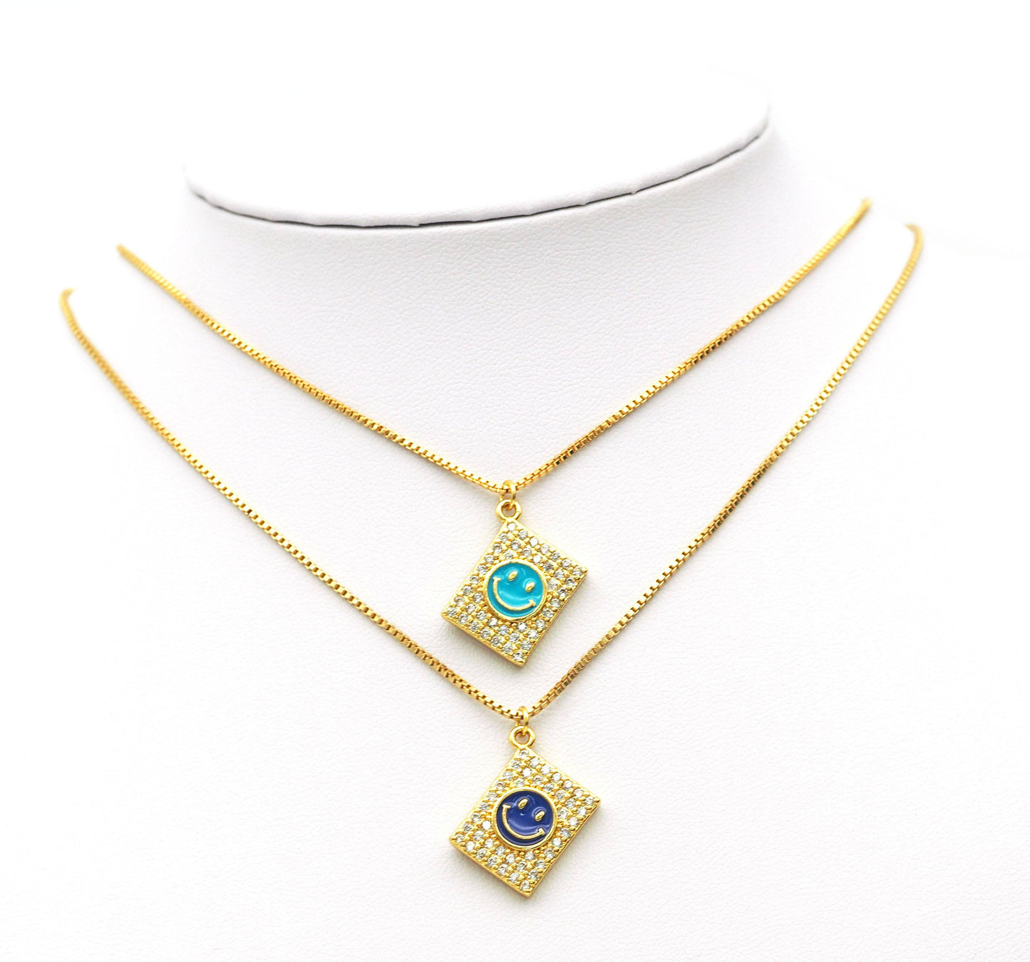 CZ Enamel Smiley Face Charm, Sku#JL84
