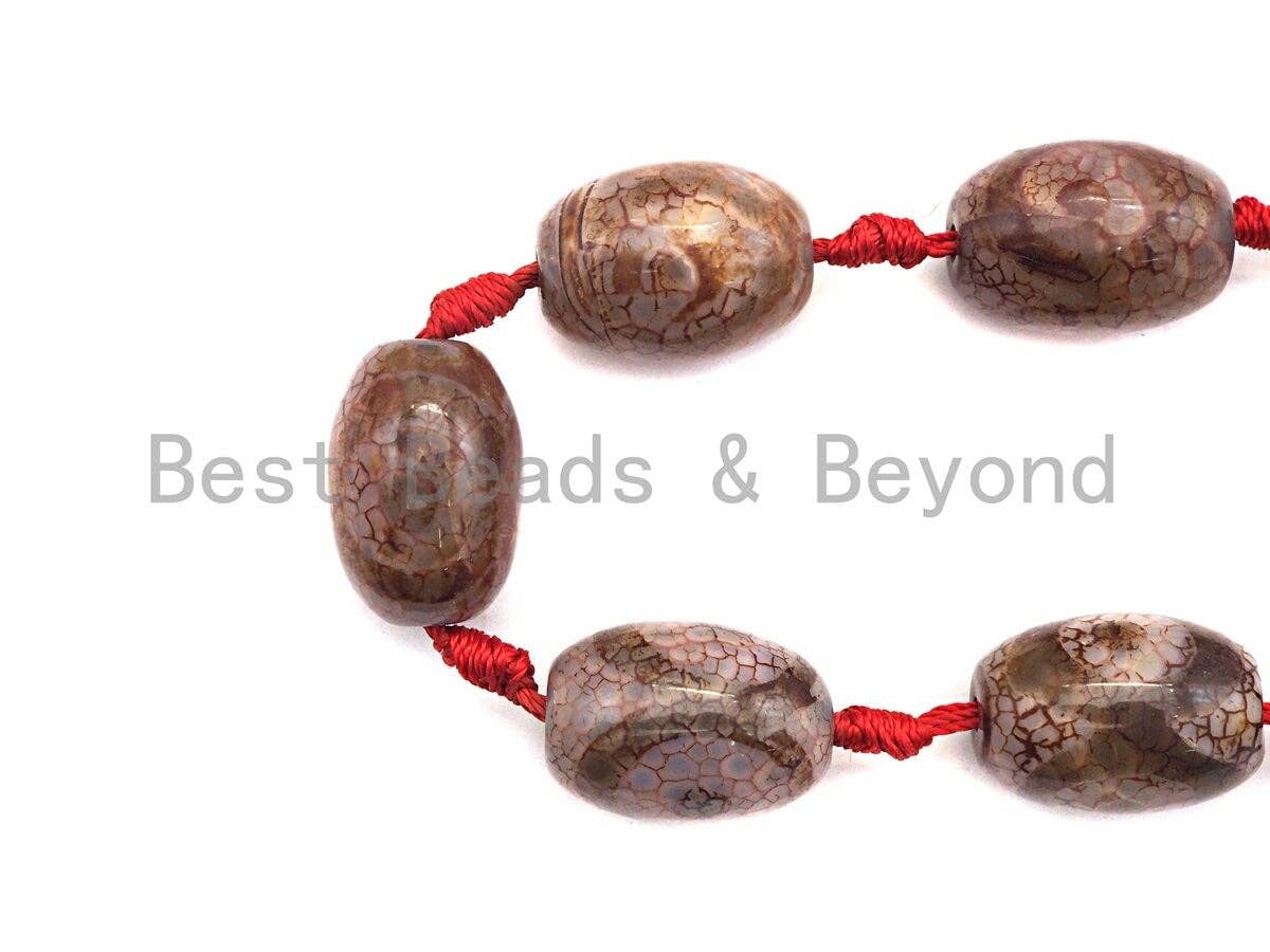 1pc/12pc Tibetan Barrel Agate Beads, Brown Dzi Drum beads, Tibetan Eye Agate Beads, 15x20mm, sku#U529