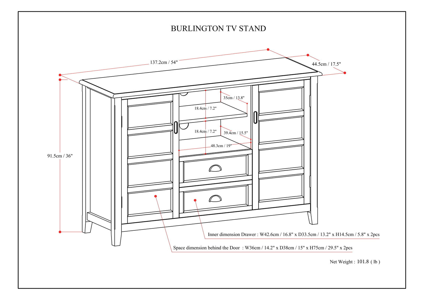 Burlington - Handcrafted Tall TV Media Stand