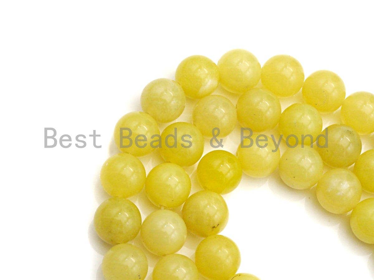 Natural Lemon Jade Round Smooth Beads, Sku#U642