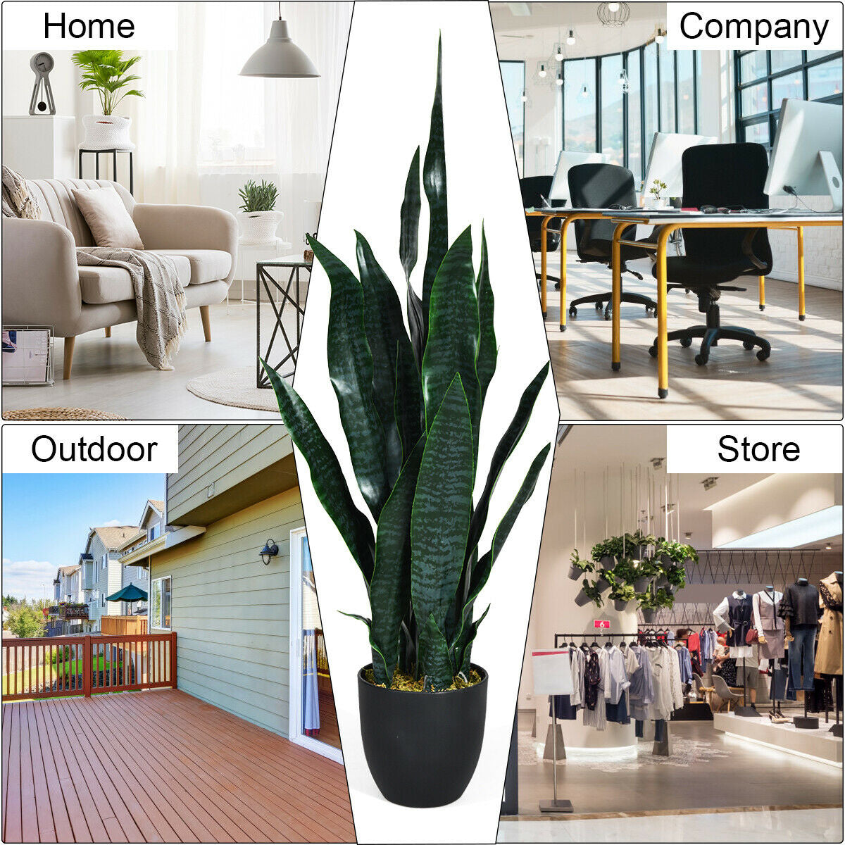 35.5 Inch Indoor-Outdoor Artificial Fake Snake Plant