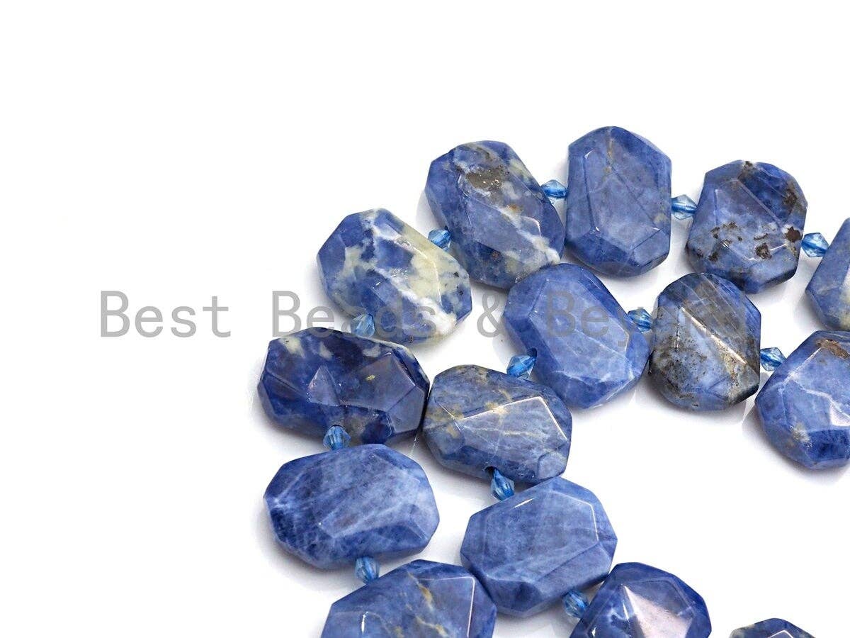 High Quality Natural Sodalite Rectangle Faceted Beads, Natur
