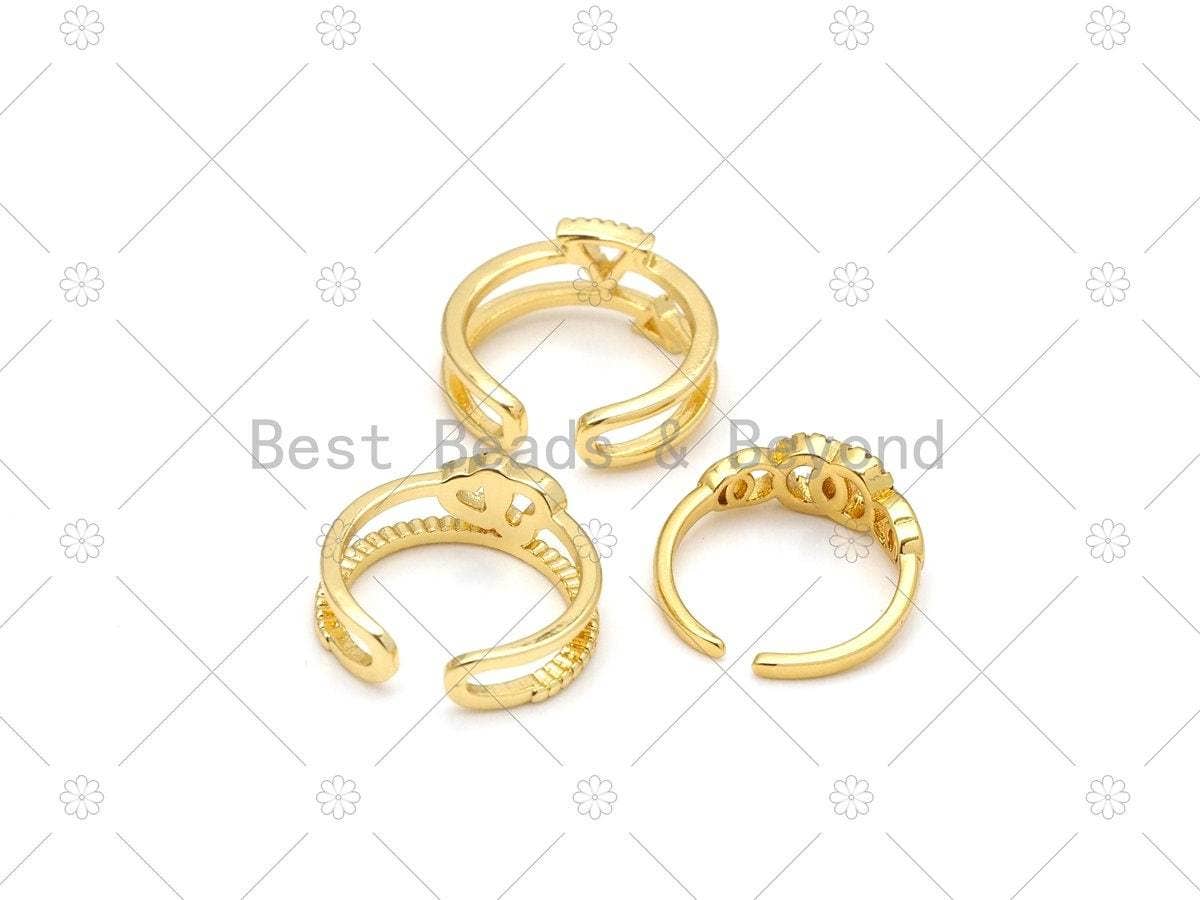 CZ Heart/Triangle/Circle Adjustable Ring, Sku#JL55