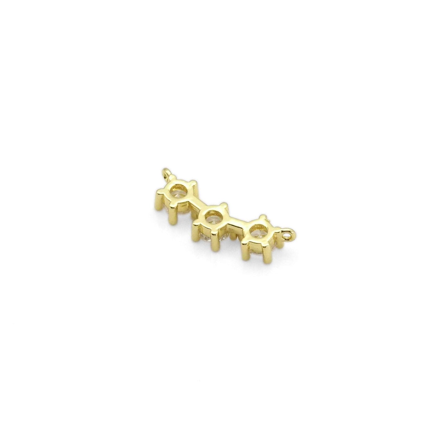 Gold Three Star Clear CZ Connector Charm, Sku#LK868