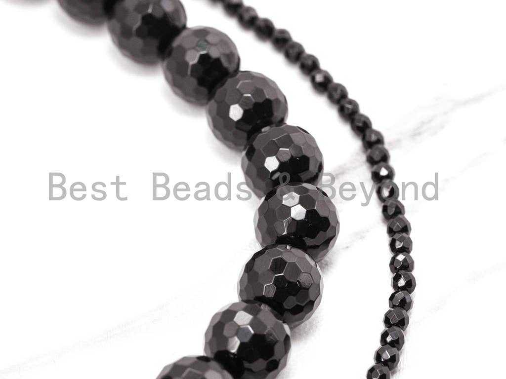Wholesale Quality Faceted Shinny Black Onyx Beads-2mm/3mm/4mm/6mm/8mm/10mm/12mm/14mm/18mm/20mm- Black Onyx Beads,15.5" Full Strand, SKU#Q4