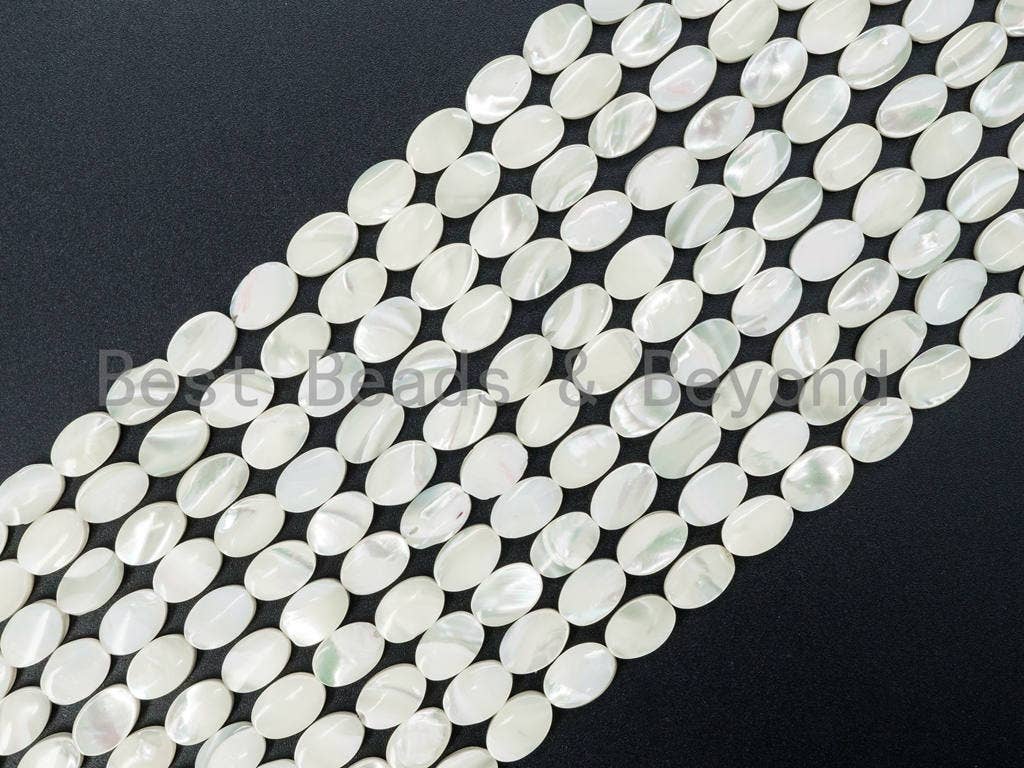 High Quality White Mother of Pearl, Mop Shell, Oval Smooth Beads, 6x8mm/8x10mm/8x12mm/10x14mm/13x18mm/15x20mm/18x25mm, 15"-16 strand, SKU#T6