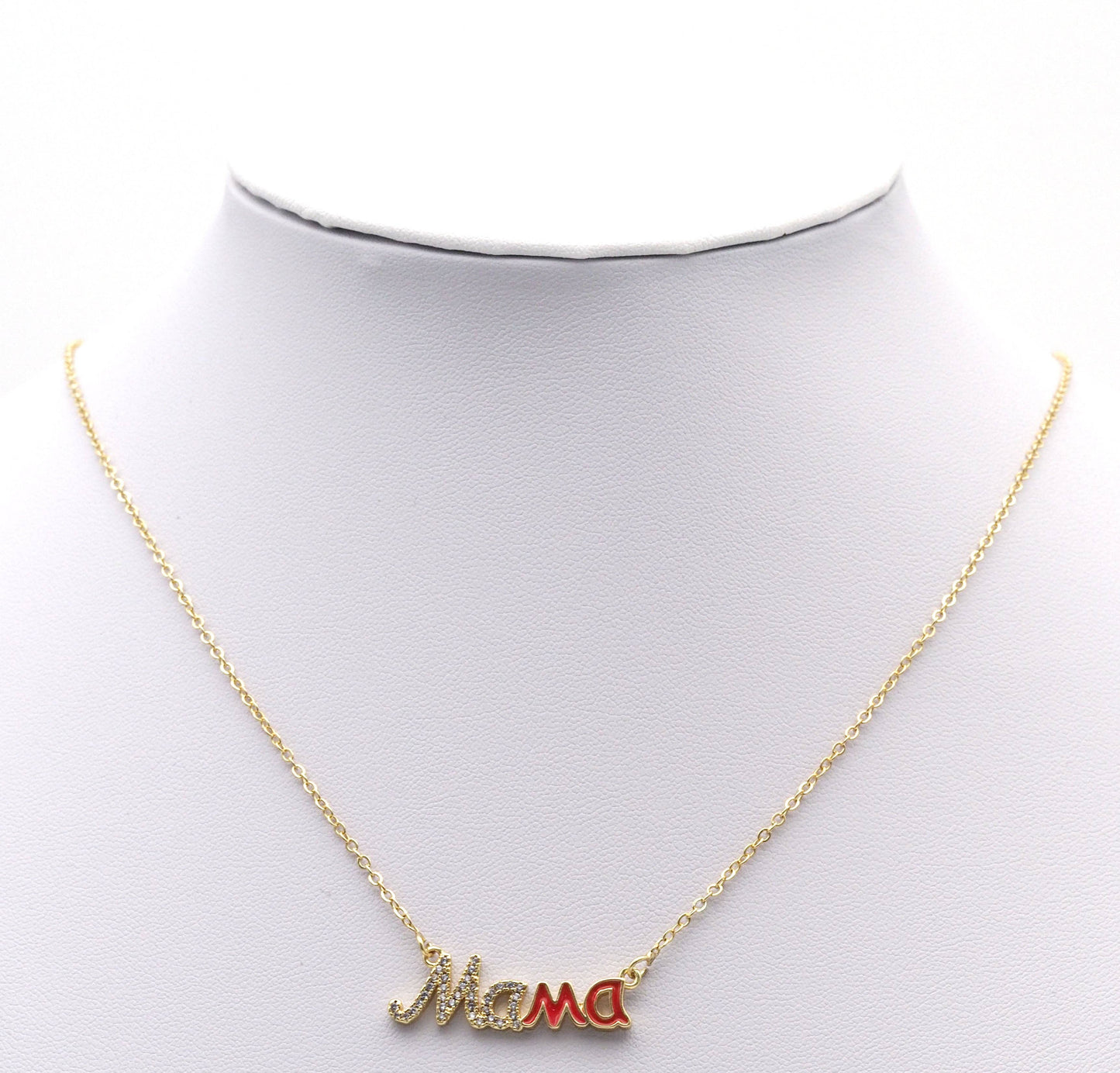 Red Enamel Mama Word Connector Charm, Sku#L715