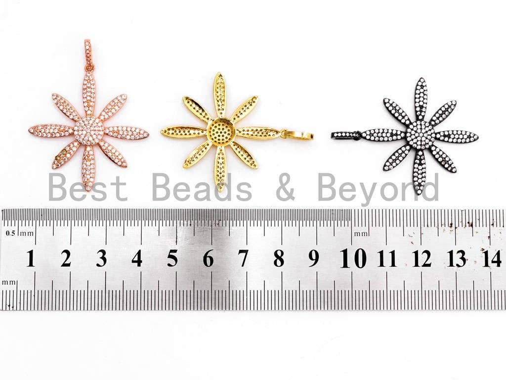 CZ Clear Micro Pave Flower Pendant, Sku#F407/B158