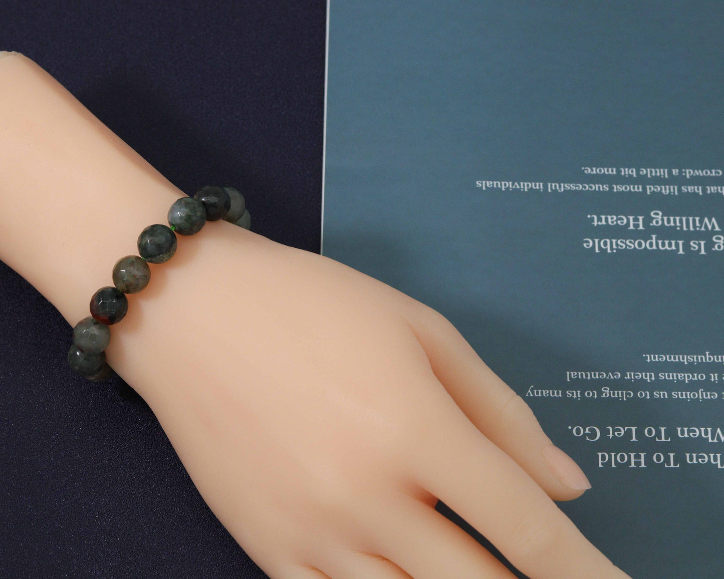 Round Faceted Bloodstone Stretchy Bracelet, Sku#EF112