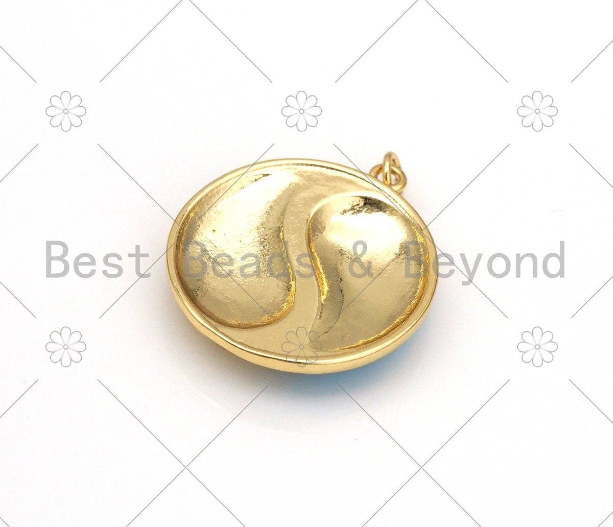Colorful Enamel Yinyang Round Shape Pendant, 18K Gold Filled Tai Ji Charm,Necklace Bracelet Religious Charm Pendant,25x28mm,Sku#LK452