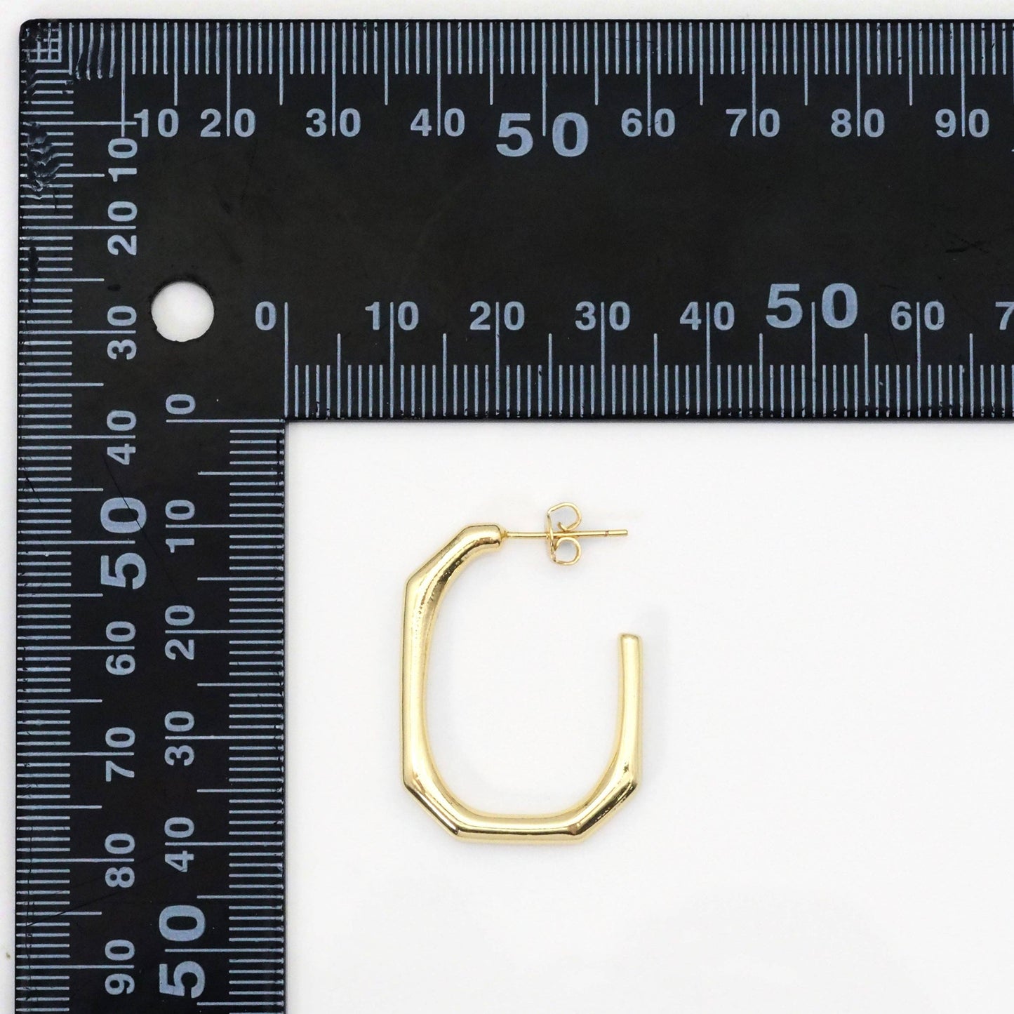 Gold Rectangle Geometry Earrings, Sku#Y784