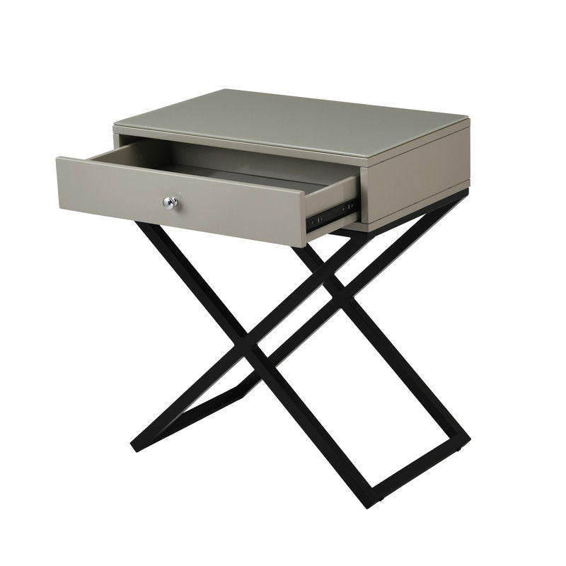 Koda - End Side Table Nightstand, Drawer And Cross Base