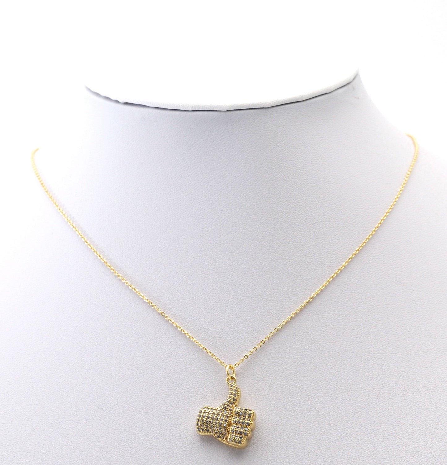 CZ Gold Thumb up Gesture Charm, Sku#LK771
