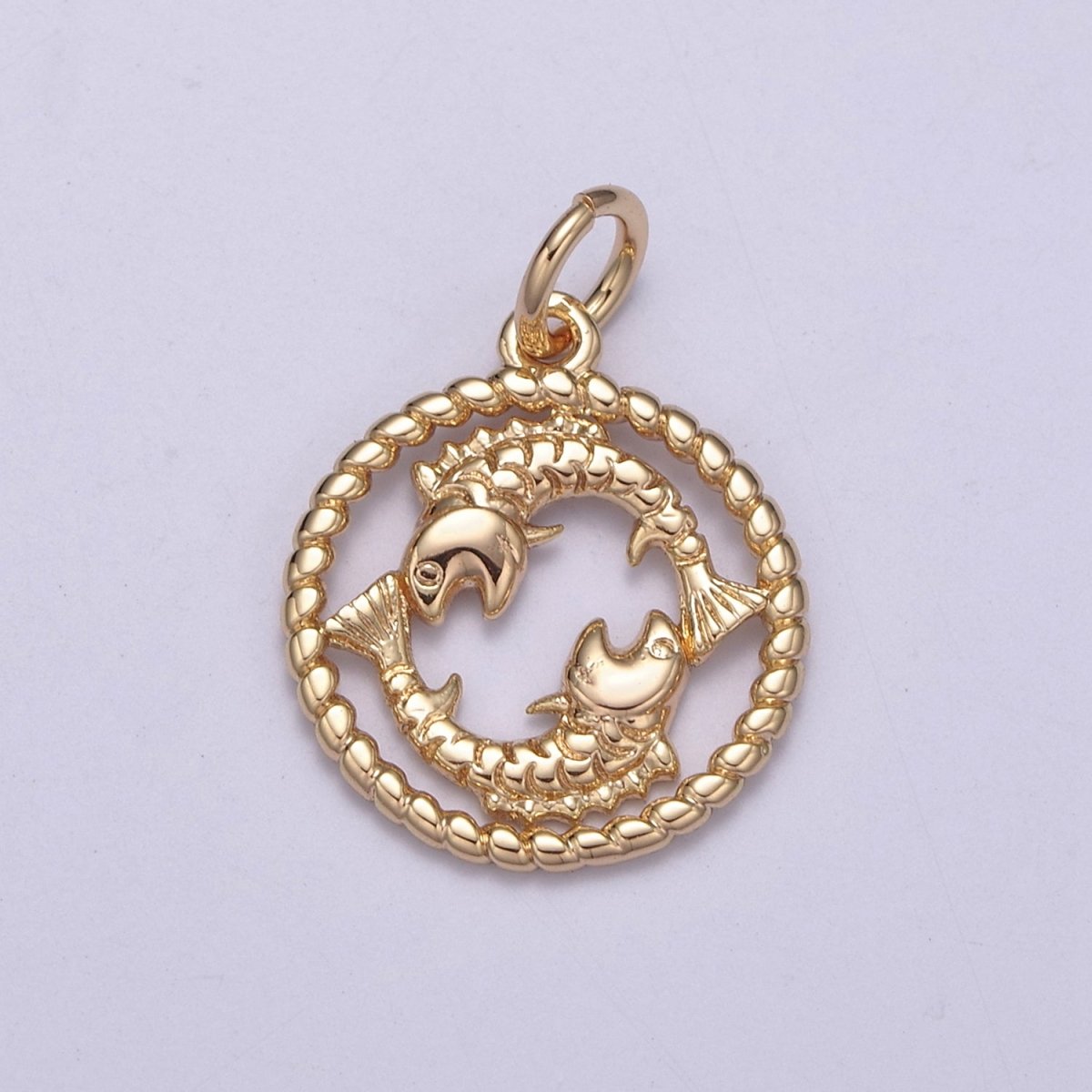 Dainty 18K Gold Filled Zodiac Horoscope Open Rope Edge Coin Charm | A-A1863-A-A1868