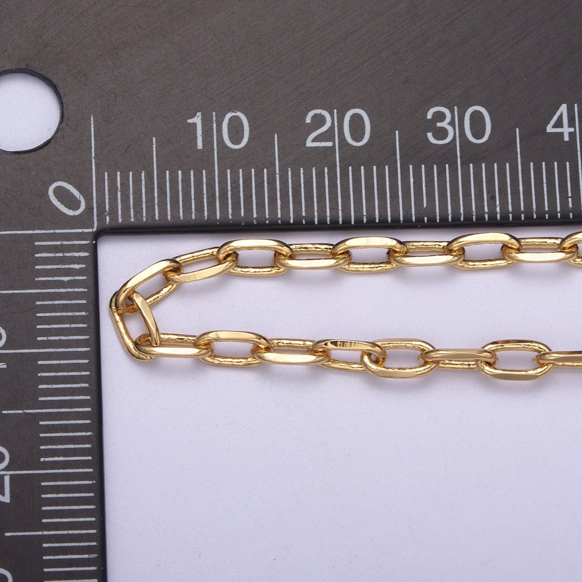 Dainty 24K Gold Filled 6.5X3.3mm PaperClip Chain, Unfinished Paperclip Cable Chain For Jewelry Making Supply Component | ROLL-657