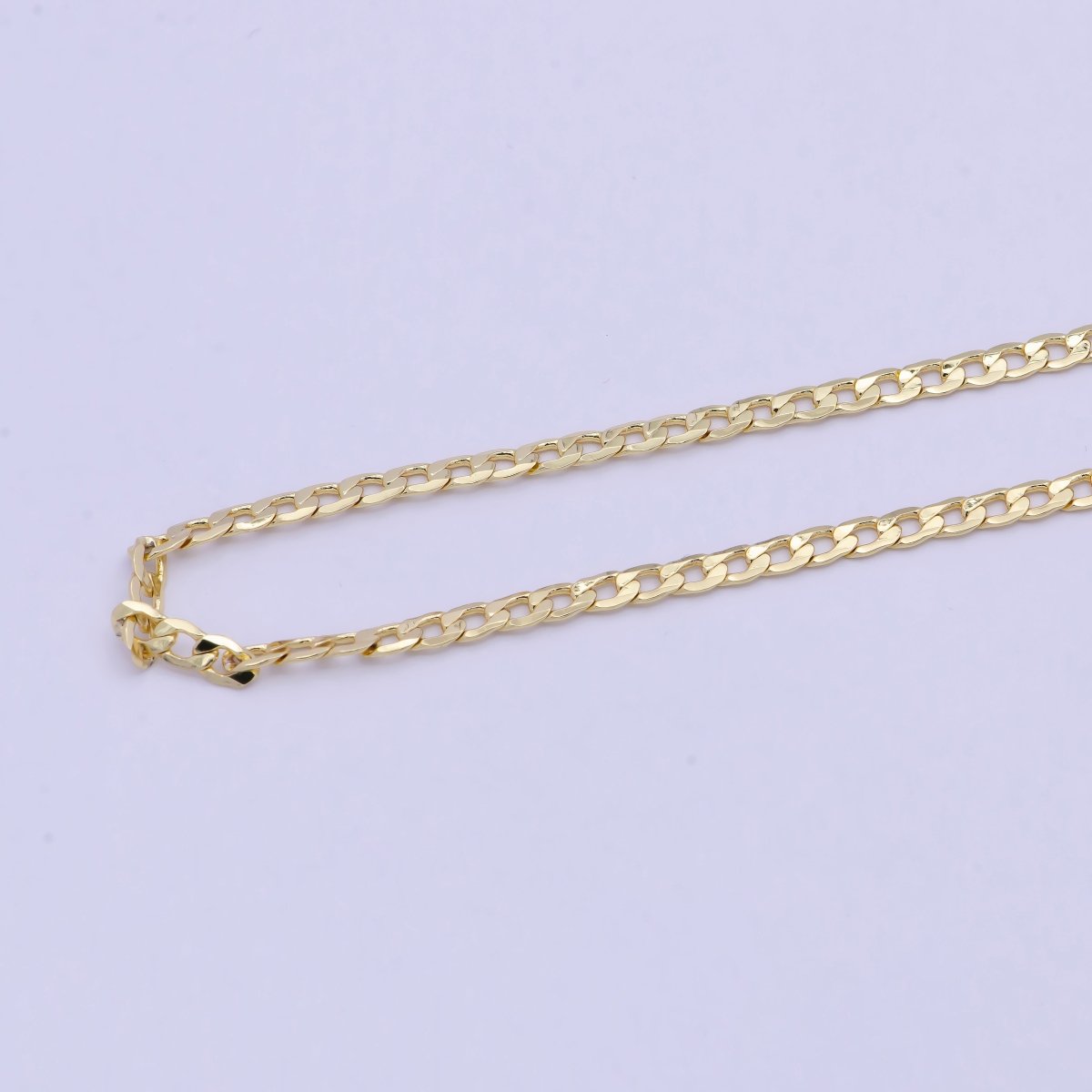 Dainty 24K Gold Filled Flat Curb Chain by Yard, Unfinished Miami Curb Chain For Jewelry Making | ROLL-736