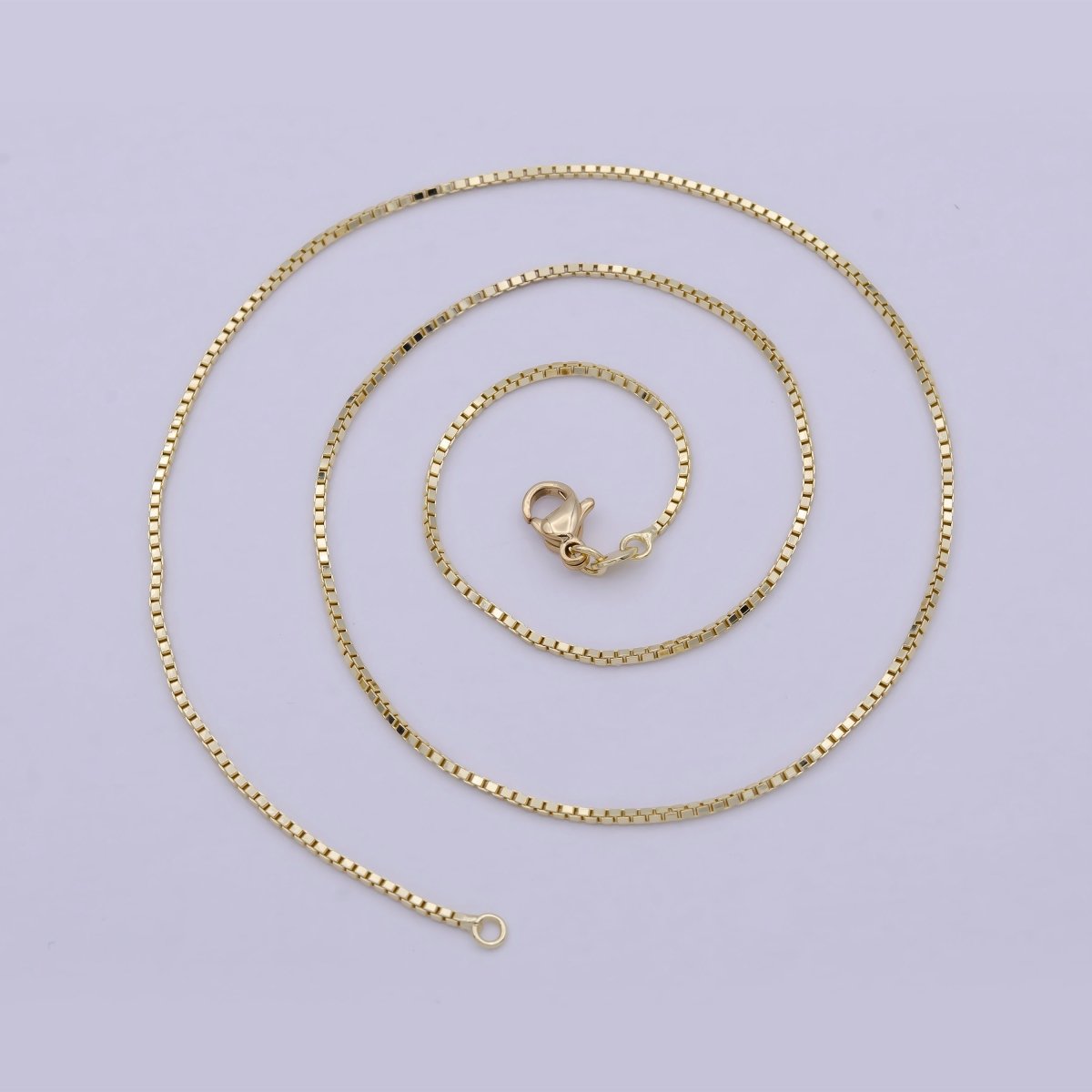 Dainty Chain box necklace 17.7 inch box, Dainty gold Box chain 1.1mm minimalist necklace jewelry supply | WA-825 Clearance Pricing