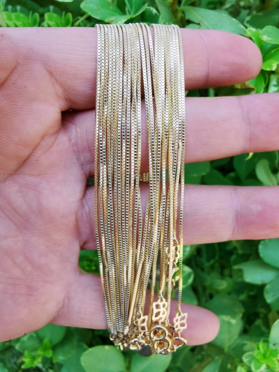 Dainty Chain box necklace, Fine Choker Chain 16 inch box, Dainty gold plated chain, 0.6mm minimalist necklace jewelry supply | WA-225 Clearance Pricing