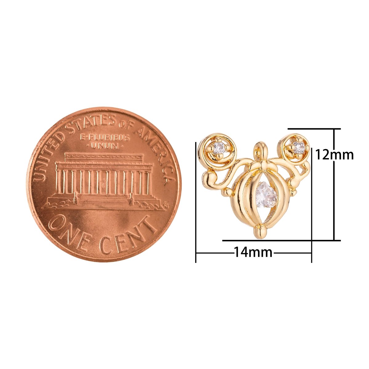 Dainty Chandelier Lamp Frame Charm CZ Crystal Mini Luxurious Gold Filled Charm Pendant C14