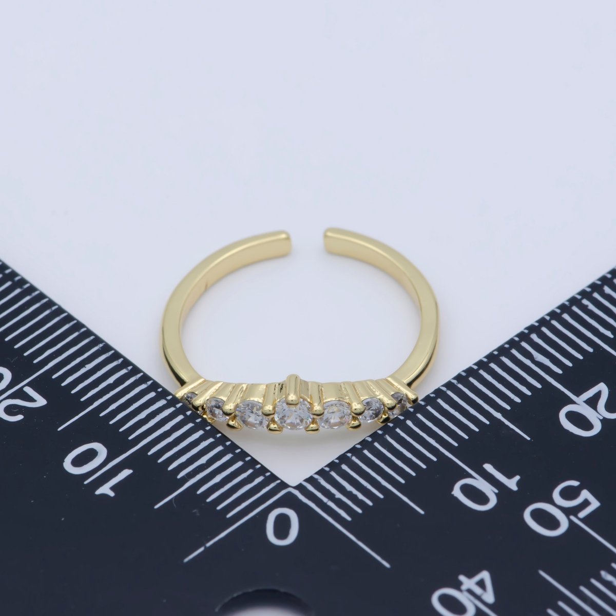 Dainty Clear Cz Stone Stackable Open Adjustable Ring in 18k Gold Filled Minimalist jewelry O-488