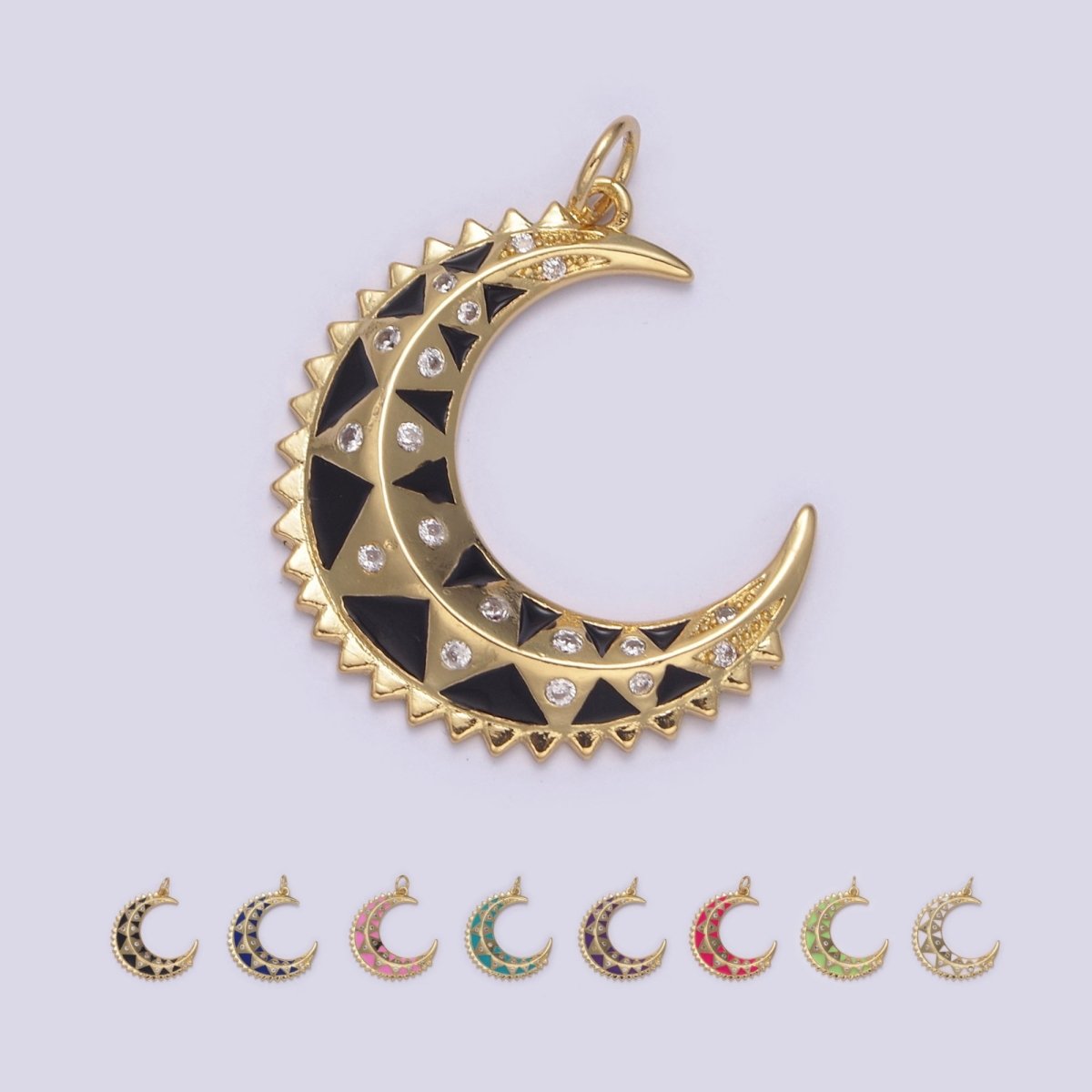 Dainty Enamel Crescent Moon Charm, Celestial Jewelry Gold Moon Pendant, 14K Gold Filled Moon Charm Pendant for Necklace Bracelet Charm Supply N-736 - N-742