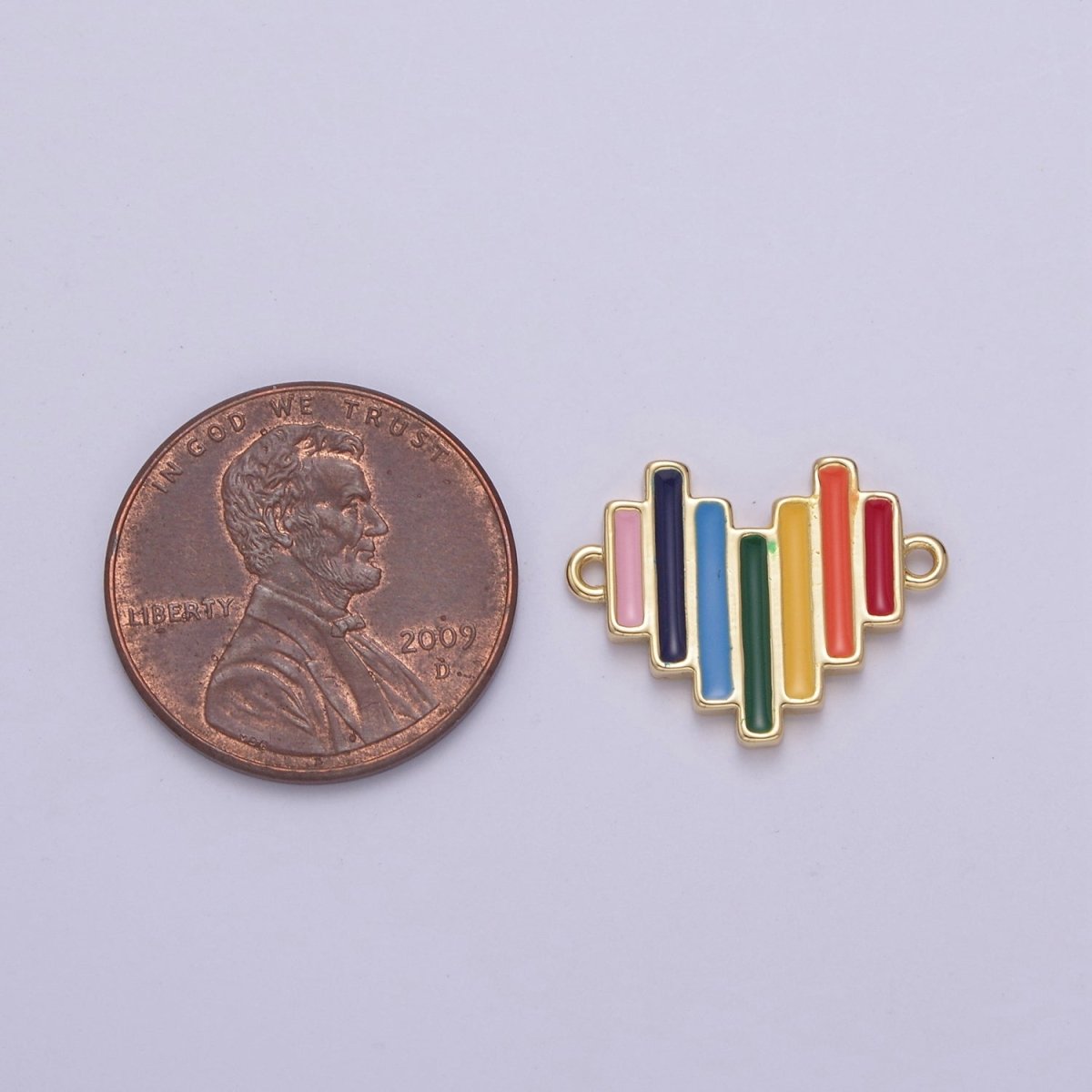 Dainty Gold Filled Enamel Rainbow Heart Connector Pendant Love Friendship Charm Necklace Bracelet DIY Valentine Jewelry Making Supply Y-446