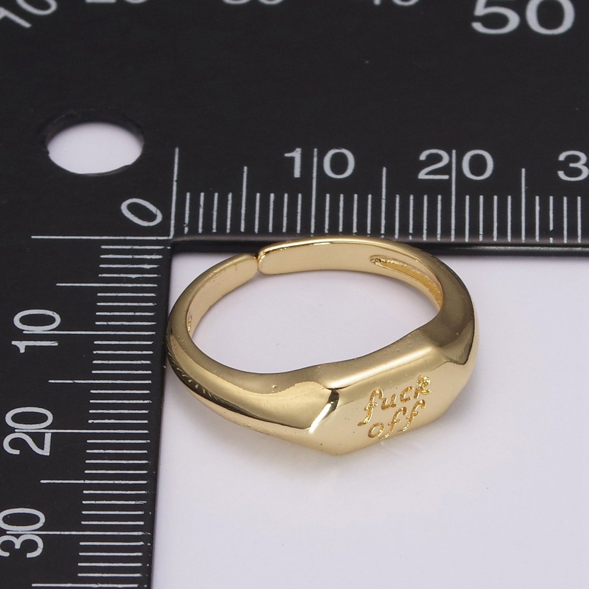 Dainty Gold Fuck Off Signet Ring Fuckoff rings Open Adjustable signet ring gold rings for women U-133