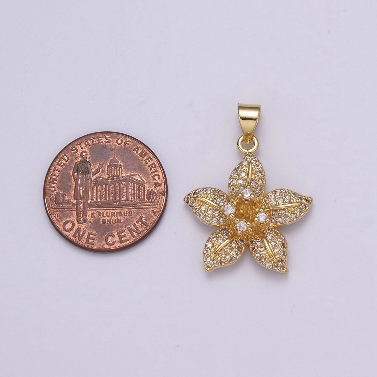 Dainty Gold Hibiscus Pendant Flower Floral Charm, Small Wild Flower Charm for Necklace Bracelet Micro Pave Jewelry N-526