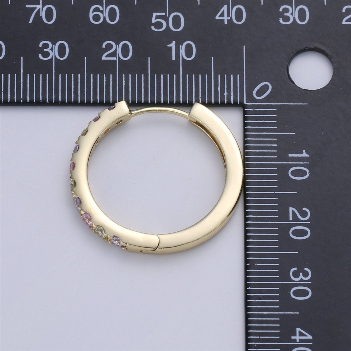 Dainty Gold Huggie Earring- Multi Color Cubic Earring - Pink Blue CZ Earring - Gold Filled Earring - Minimalist Jewelry Supply Component Q-003