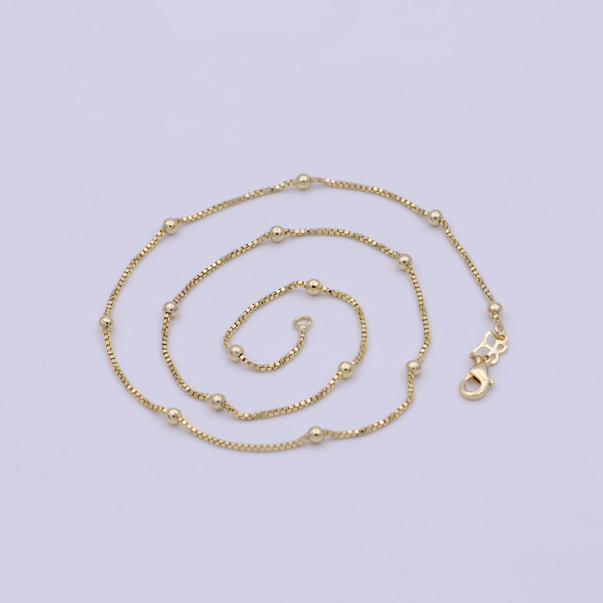 Dainty Gold Satellite Bead Chain Box Chain 18 inch Necklace For Jewelry Making Supply | WA-753 Clearance Pricing