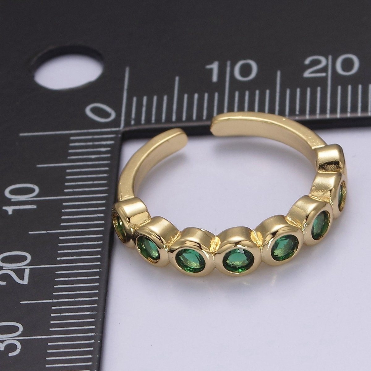 Dainty Green Gold Emerald CZ Ring Cubic Zirconia Minimalist Ring Dainty Green CZ Adjustable Ring S-501