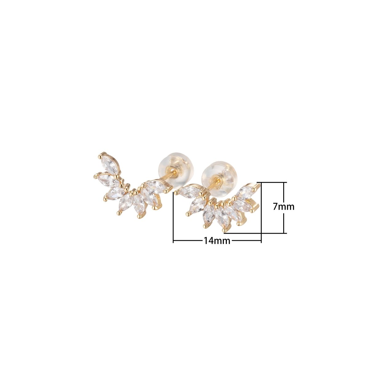 Dainty Marquise Stones Climber Stud Earrings for Wedding Bridesmaid Bridal Earring Jewelry