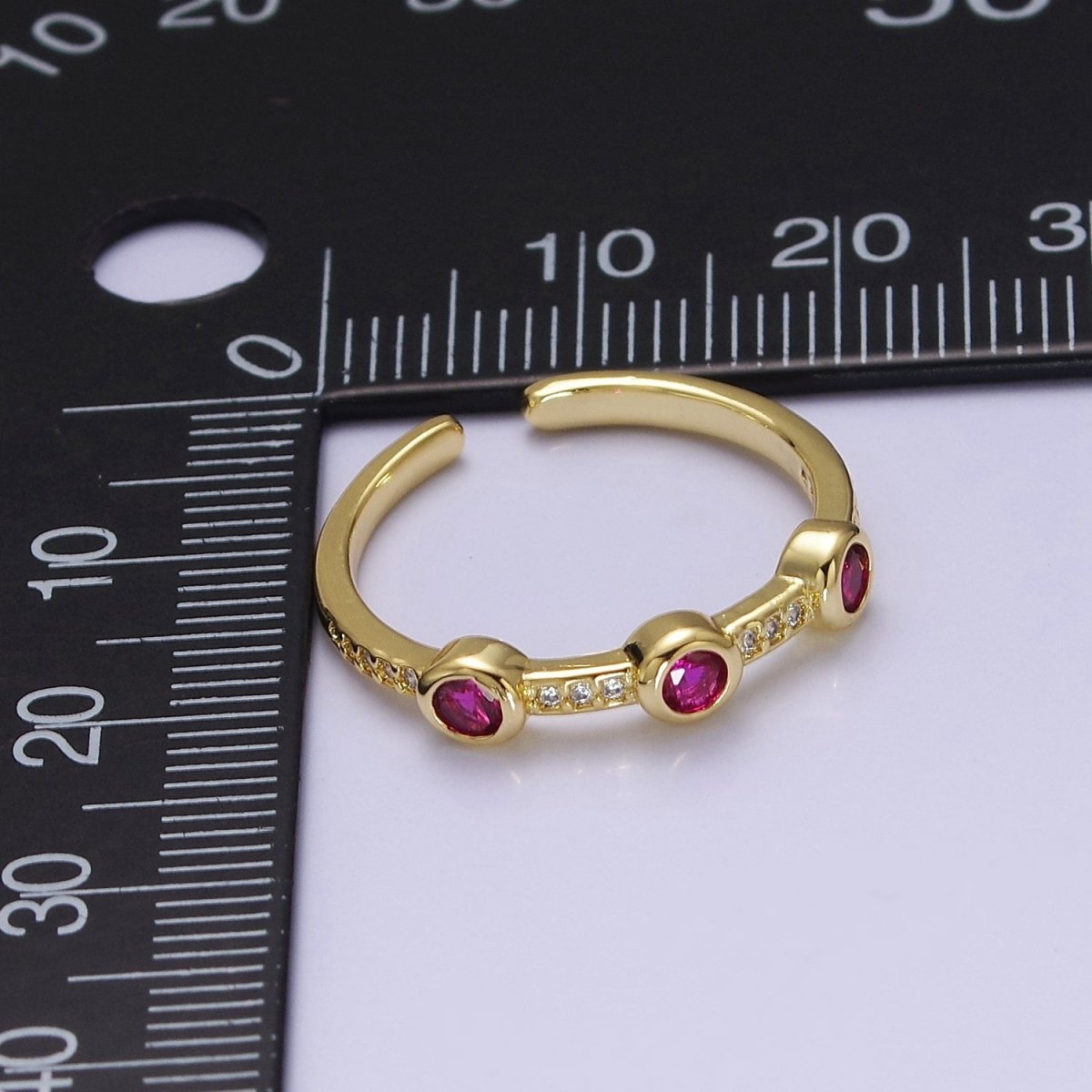 Dainty pink green clear stone ring stackable ring cubic cz gold ring O-2111