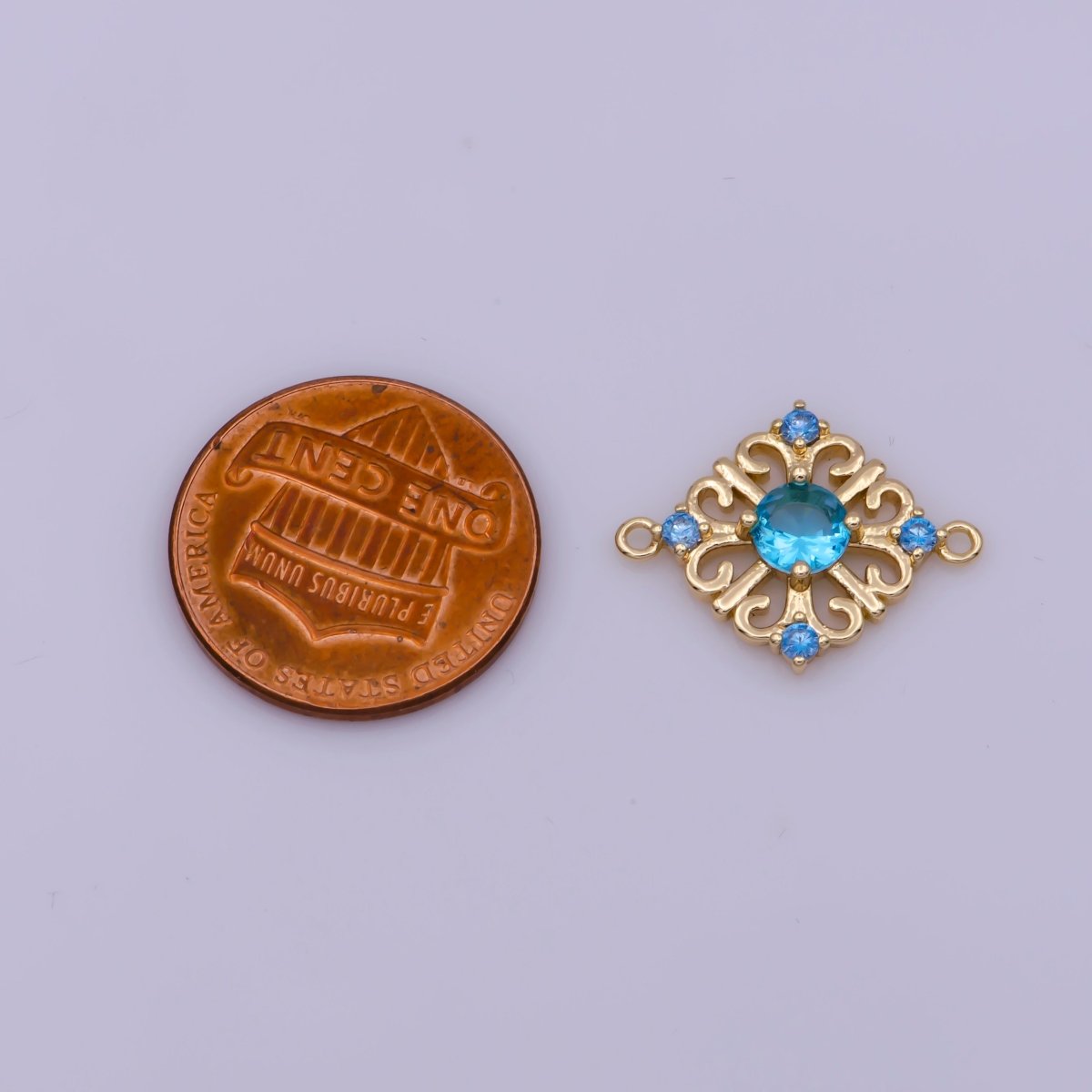 Dainty Rhombus Gold Filigree Ornate Link Connector for Charm Earring Necklace Bracelet Supply Y-390